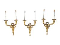 A Set of Six Neoclassical Style Gilt Bronze Two-Light Sconces