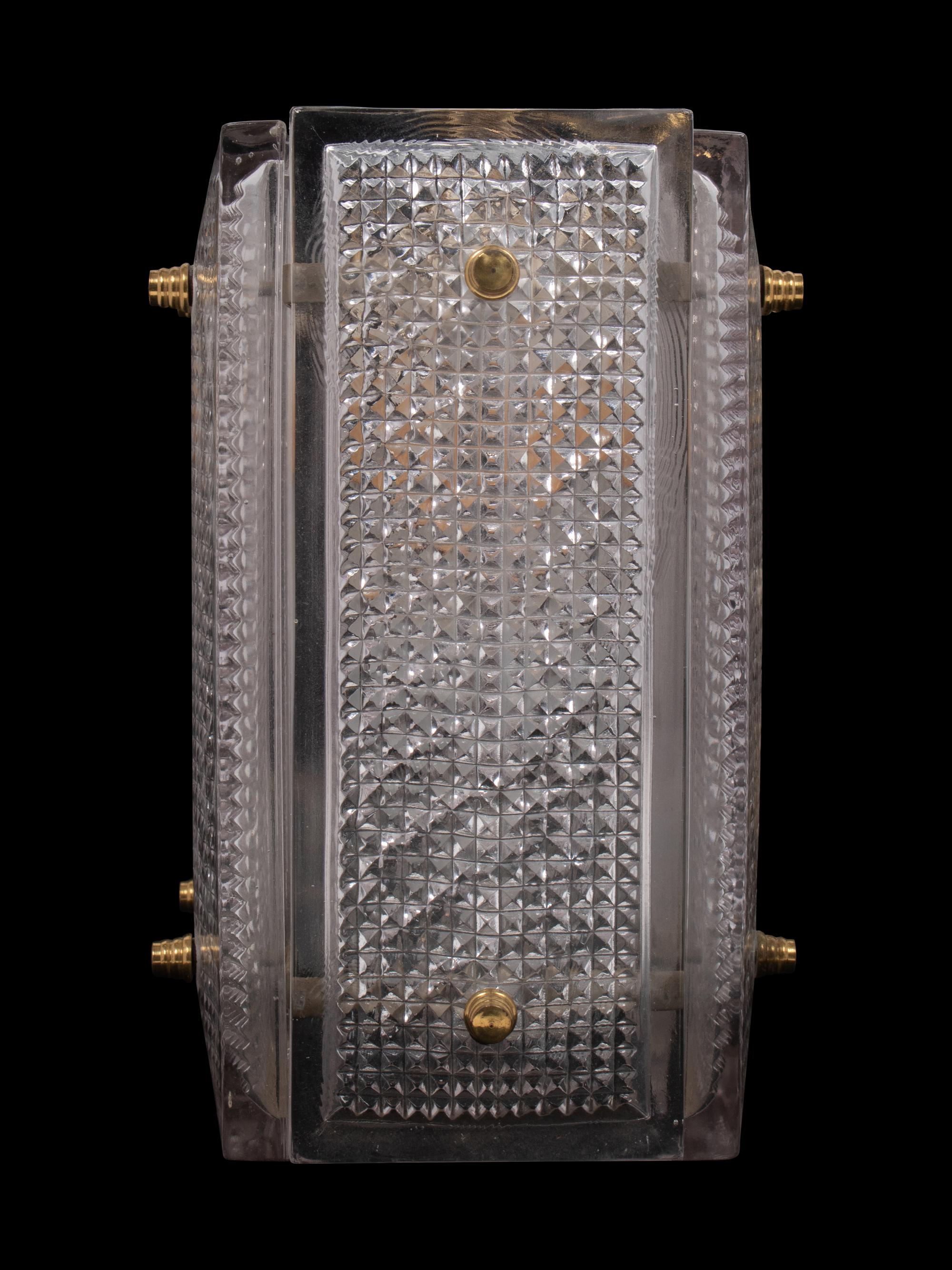 An Orrefors Rectangular Hanging Four-Light Fixture