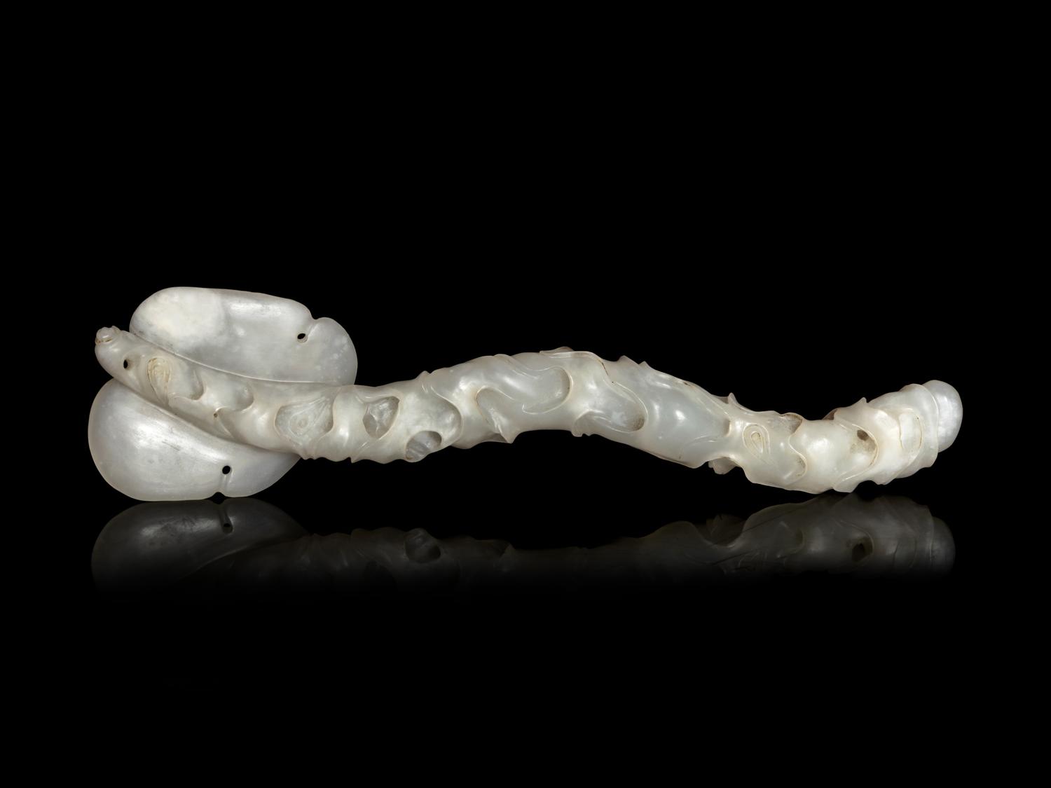 A Chinese White Jade Ruyi Scepter