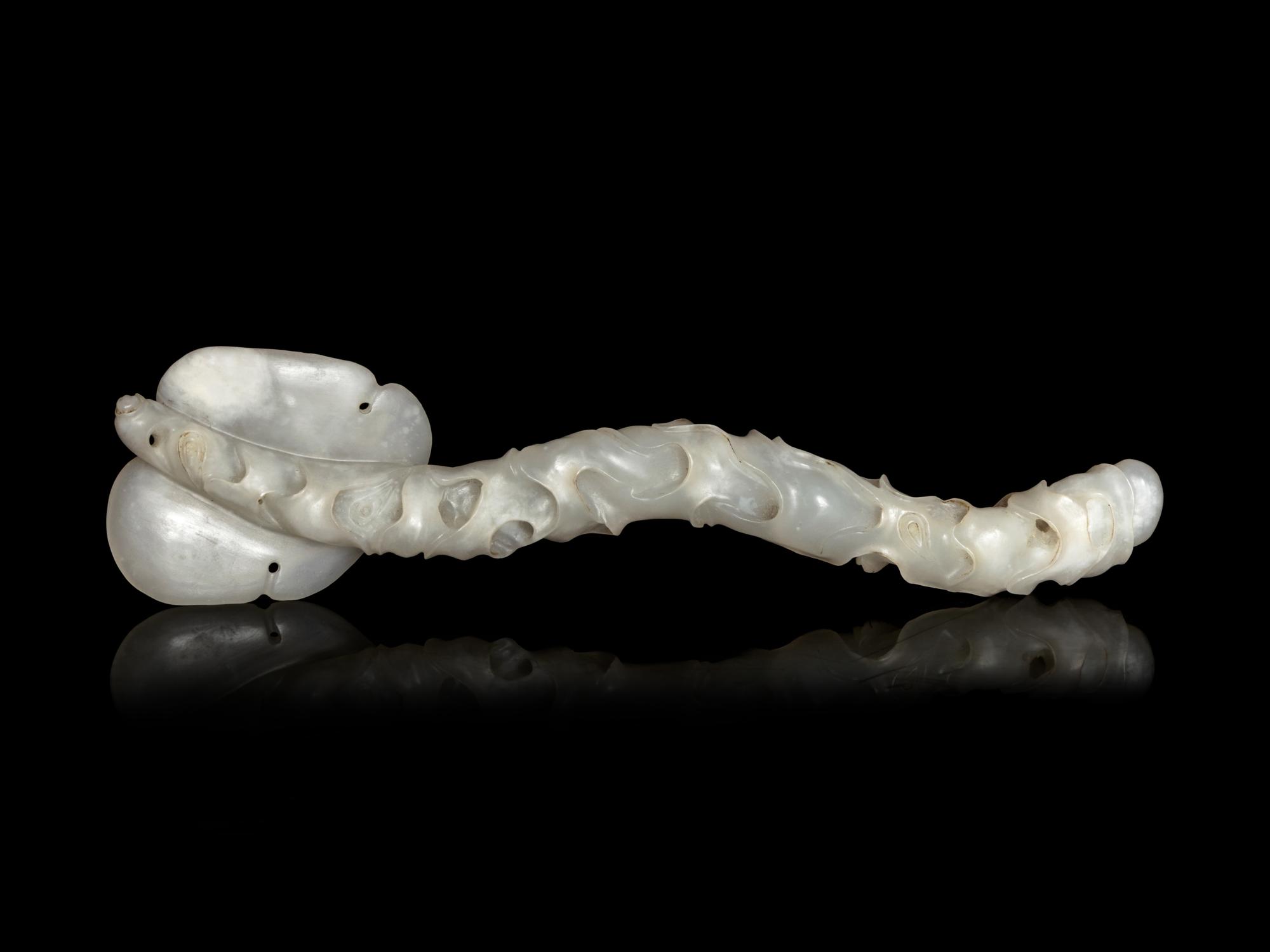 A Chinese White Jade Ruyi Scepter