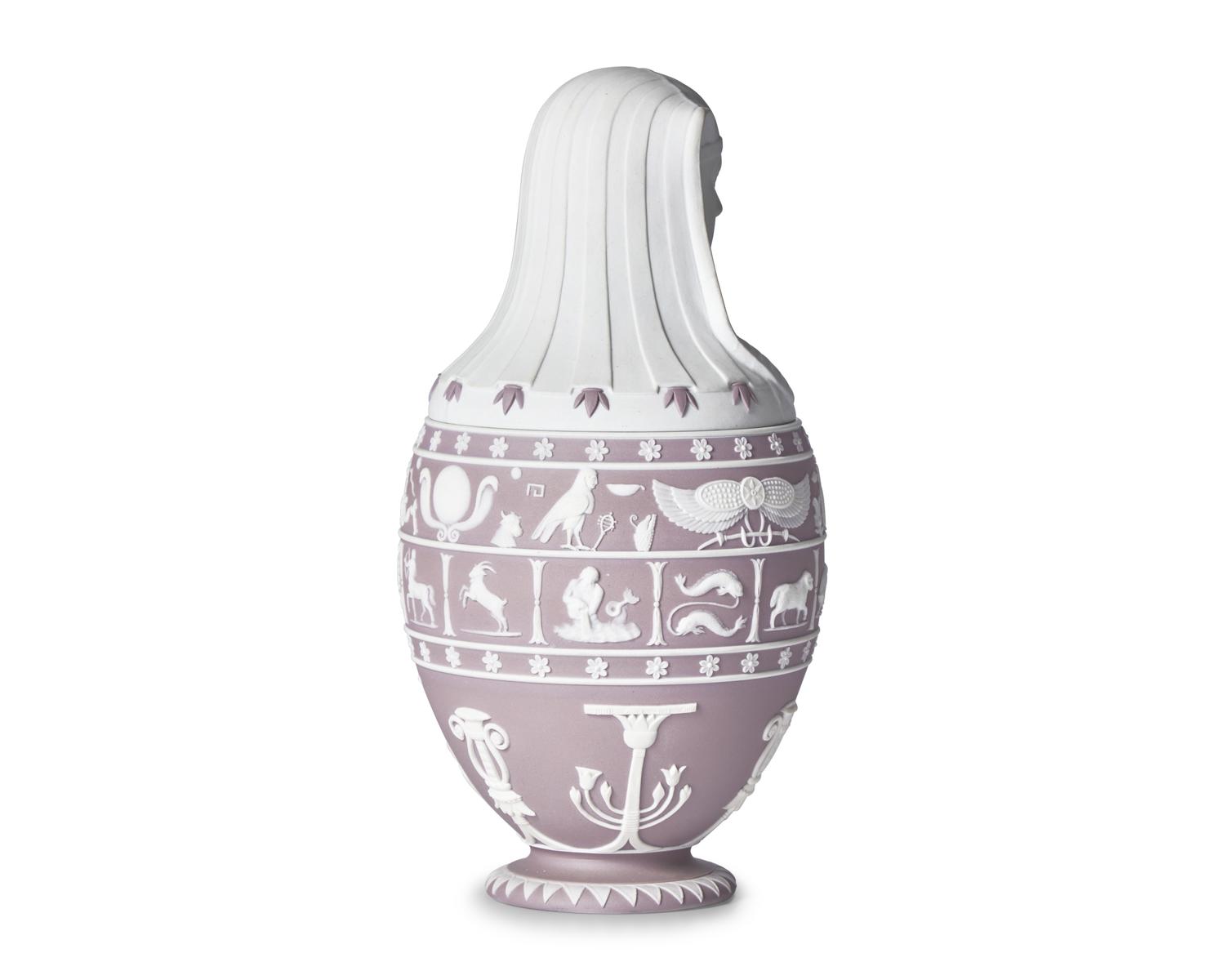 A Wedgwood Lilac Dip Jasperware Canopic Jar