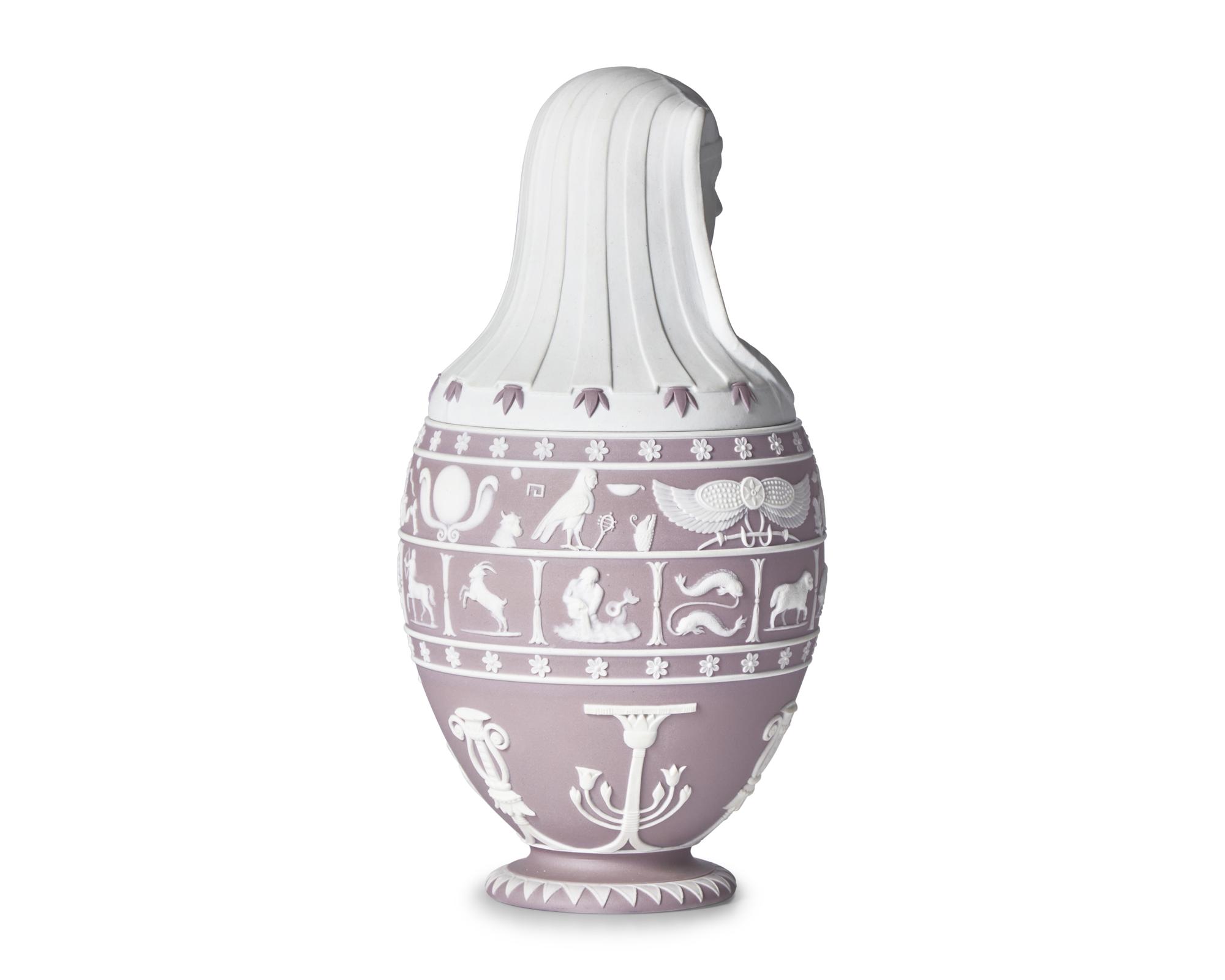 A Wedgwood Lilac Dip Jasperware Canopic Jar