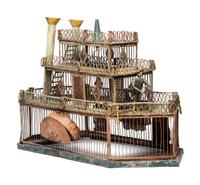 A Folk Art Cut and Painted Metal Paddleboat Form Birdcage