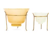 Two Chinese Hardstone Wine Cups and A Green Hardstone Figure of an Elephant