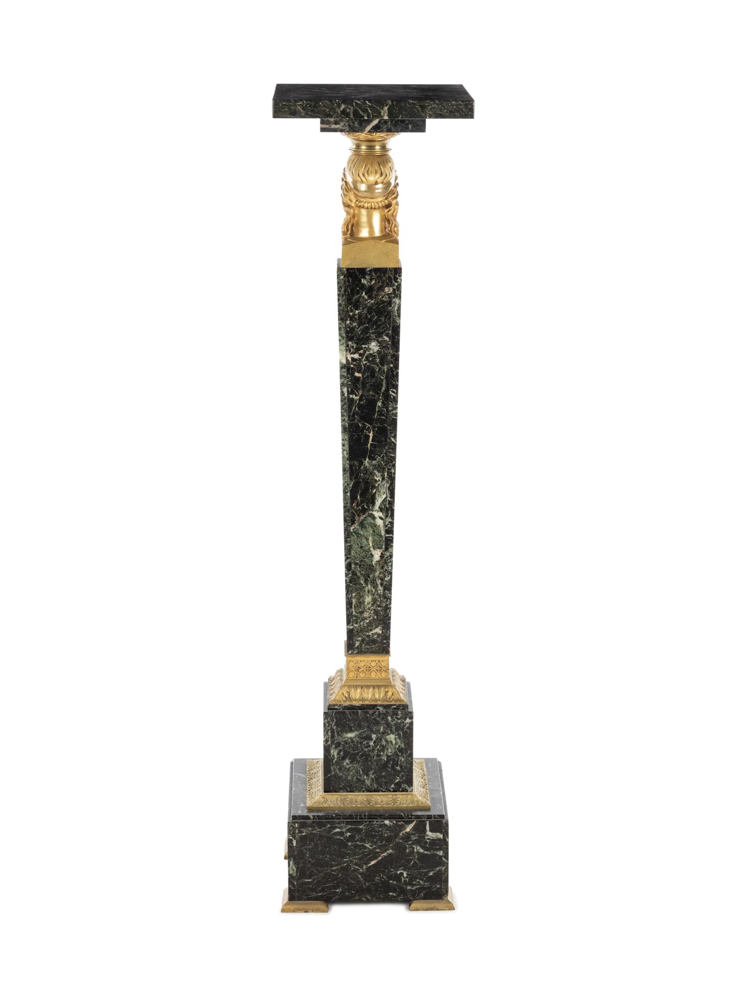 An Empire Style Gilt Bronze and Marble Pedestal