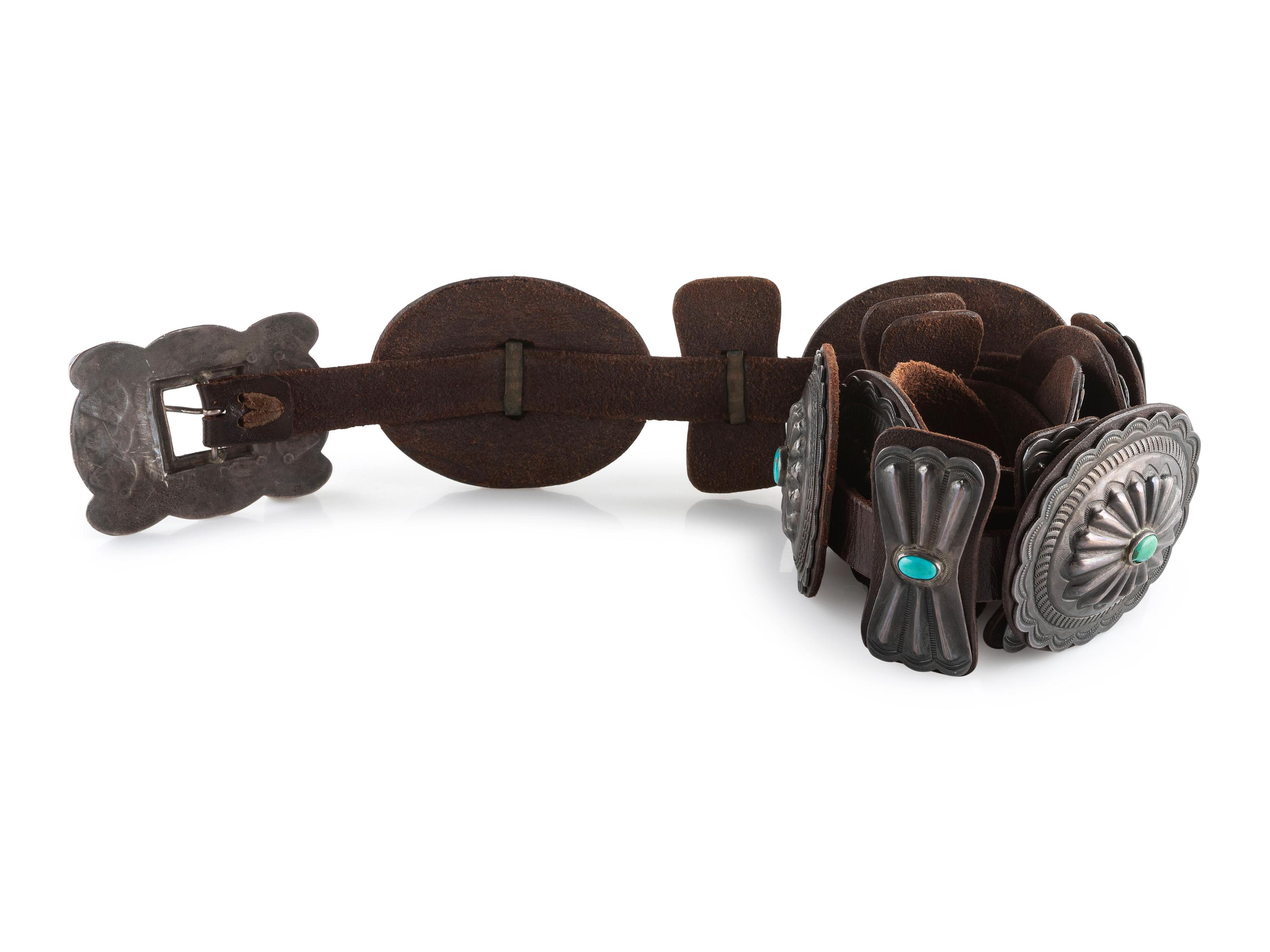 Navajo Silver and Turquoise Concha Belt