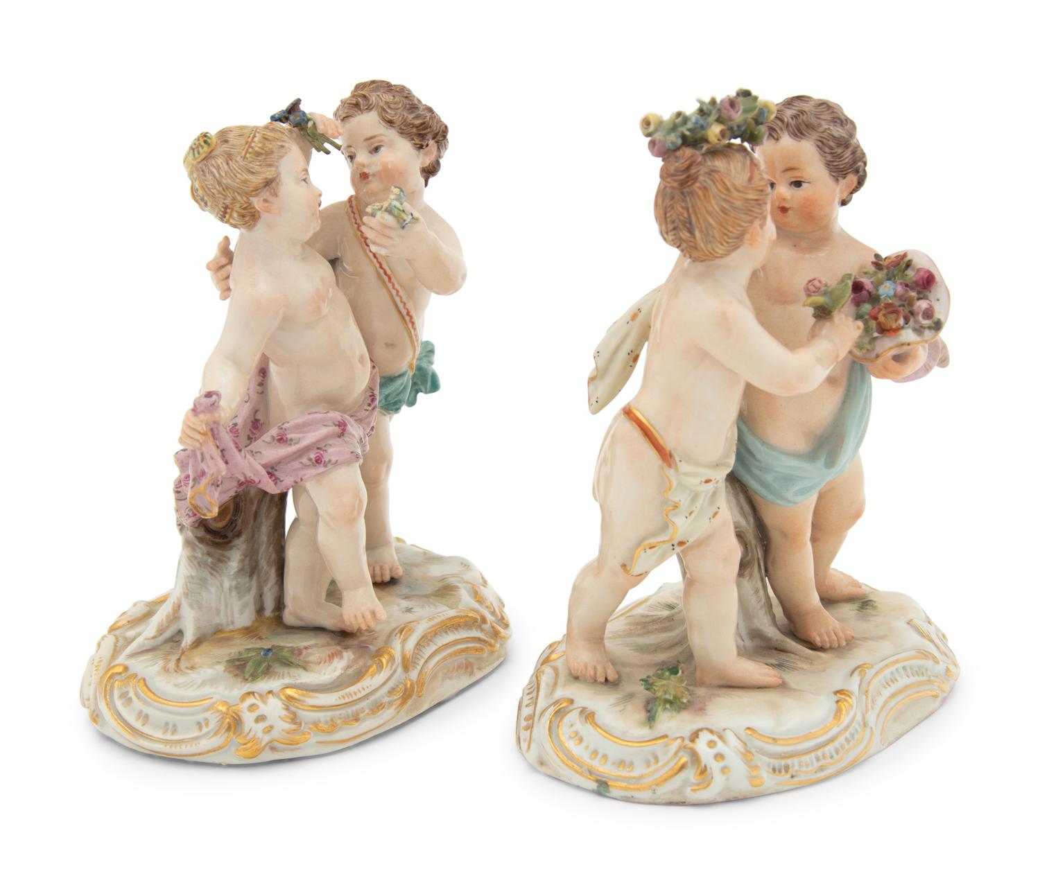 A Pair of Meissen Porcelain Figural Groups