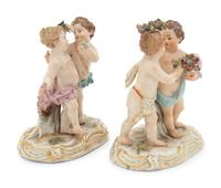 A Pair of Meissen Porcelain Figural Groups