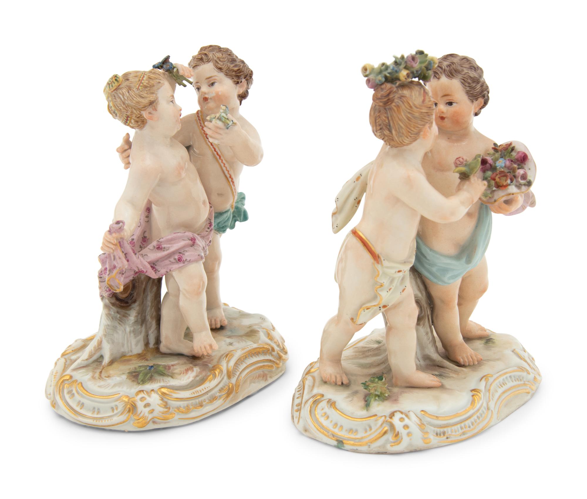 A Pair of Meissen Porcelain Figural Groups