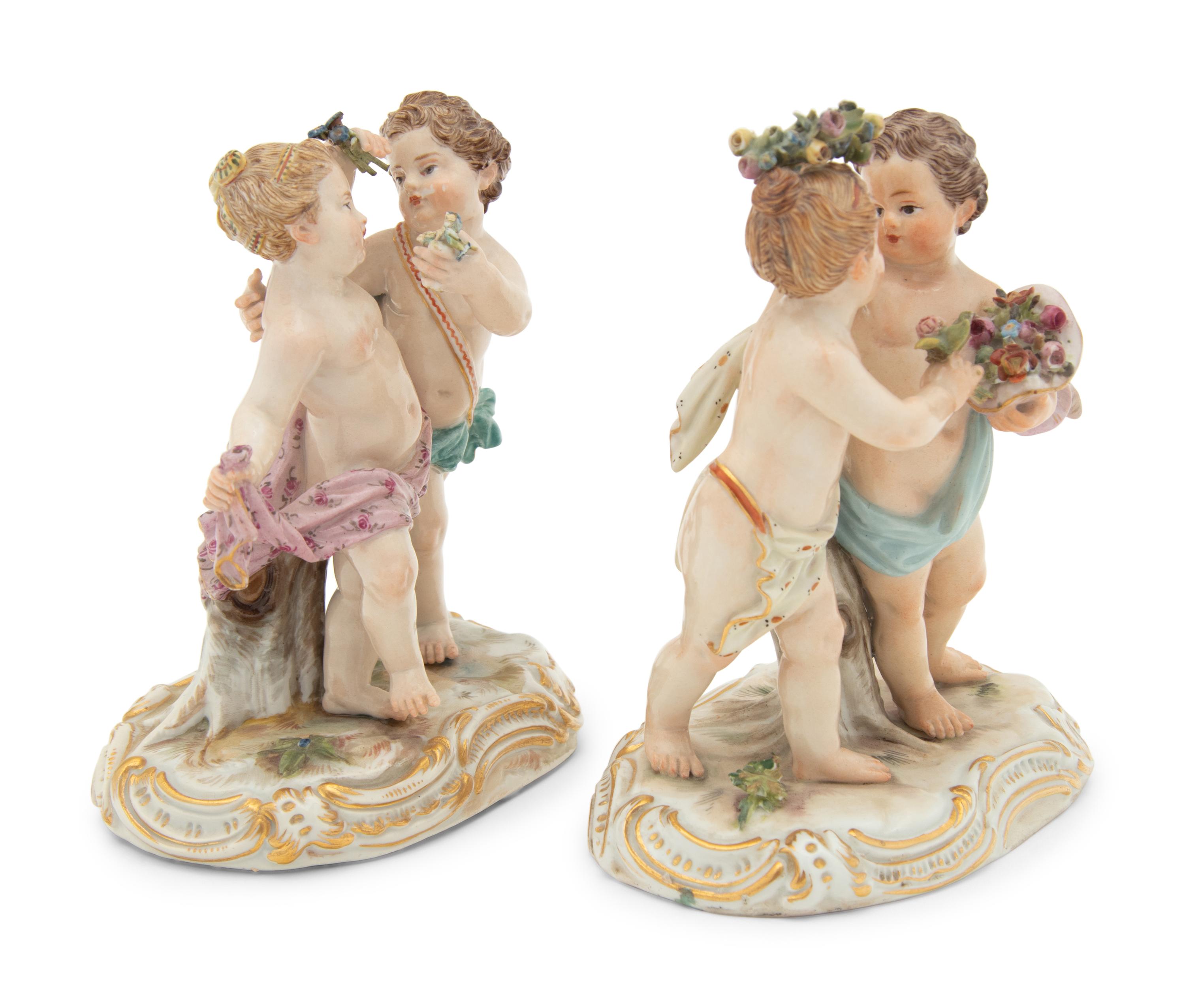 A Pair of Meissen Porcelain Figural Groups