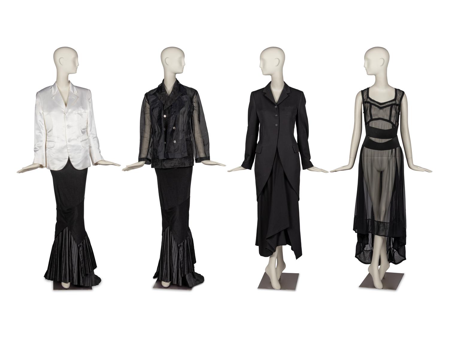 Two Comme des Garçons Jackets, Dress, and Skirt with Yohji Yamamoto Jacket and Skirt, 1980-90s