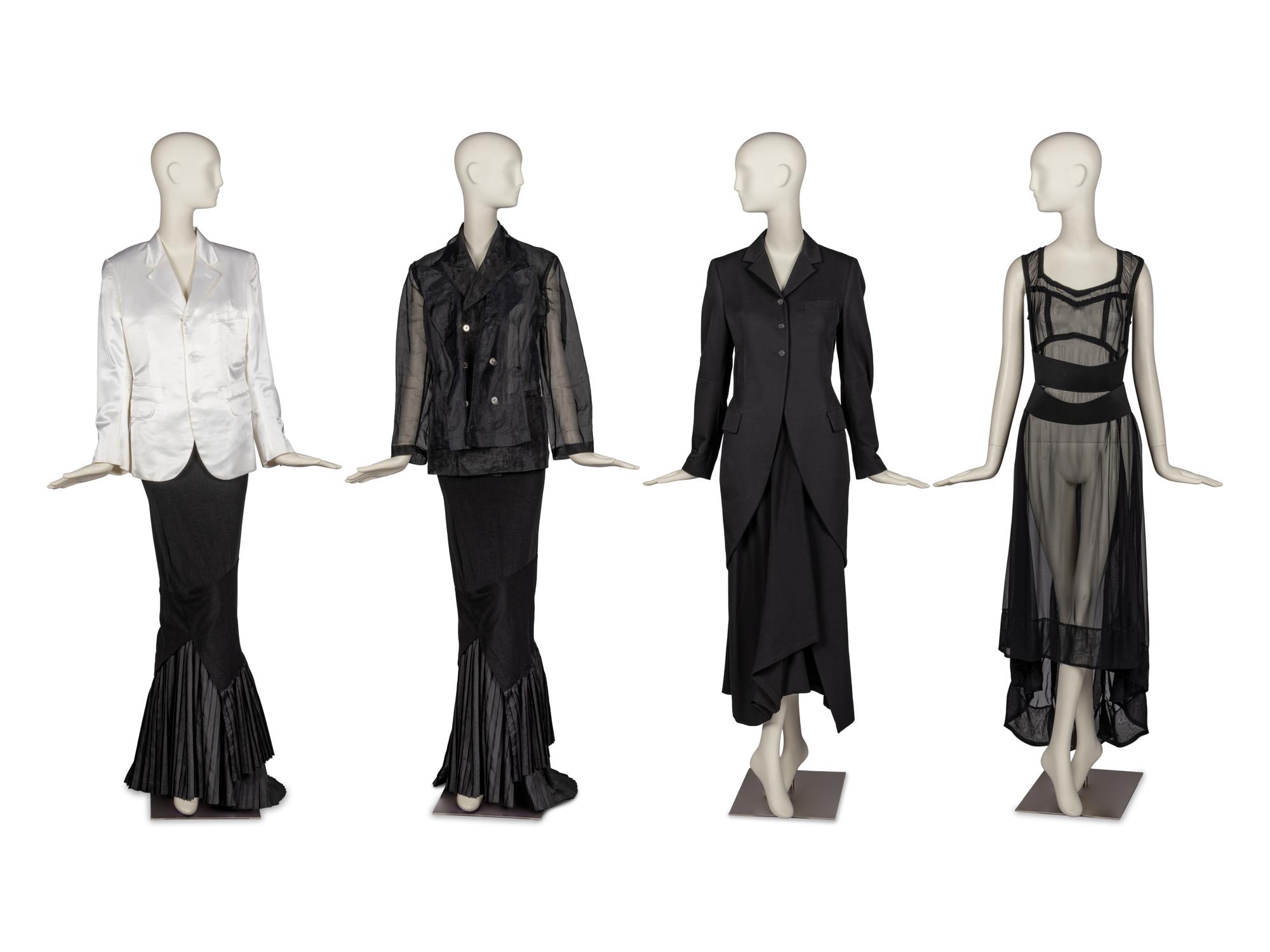 Two Comme des Garçons Jackets, Dress, and Skirt with Yohji Yamamoto Jacket and Skirt, 1980-90s