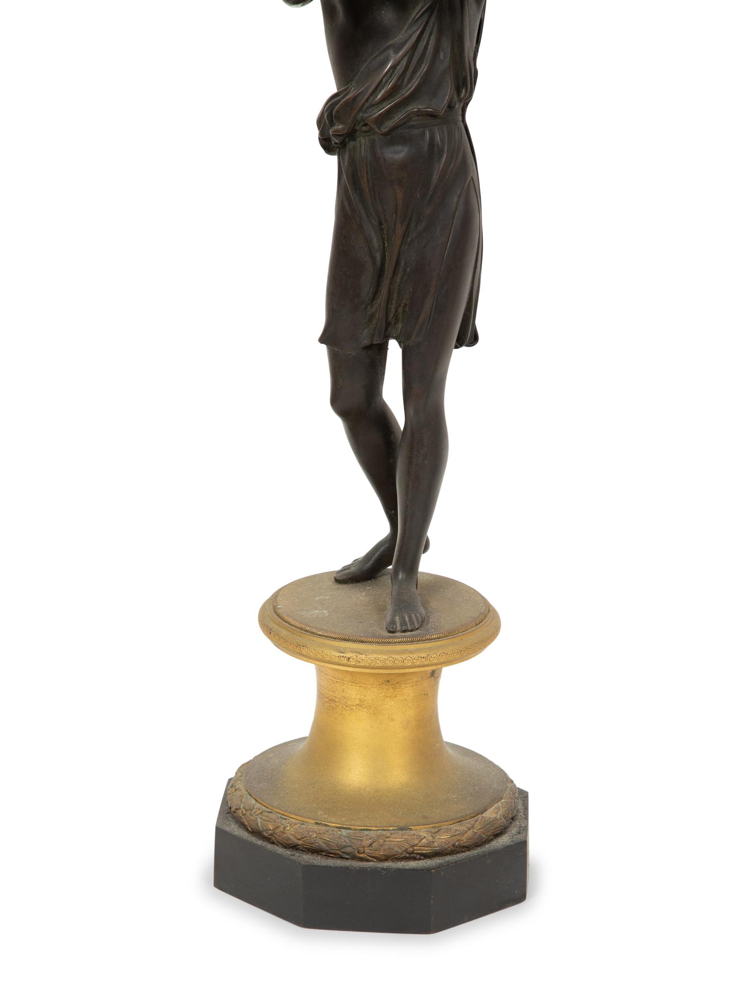 A Pair of Gilt and Patinated Bronze Figural Lamps