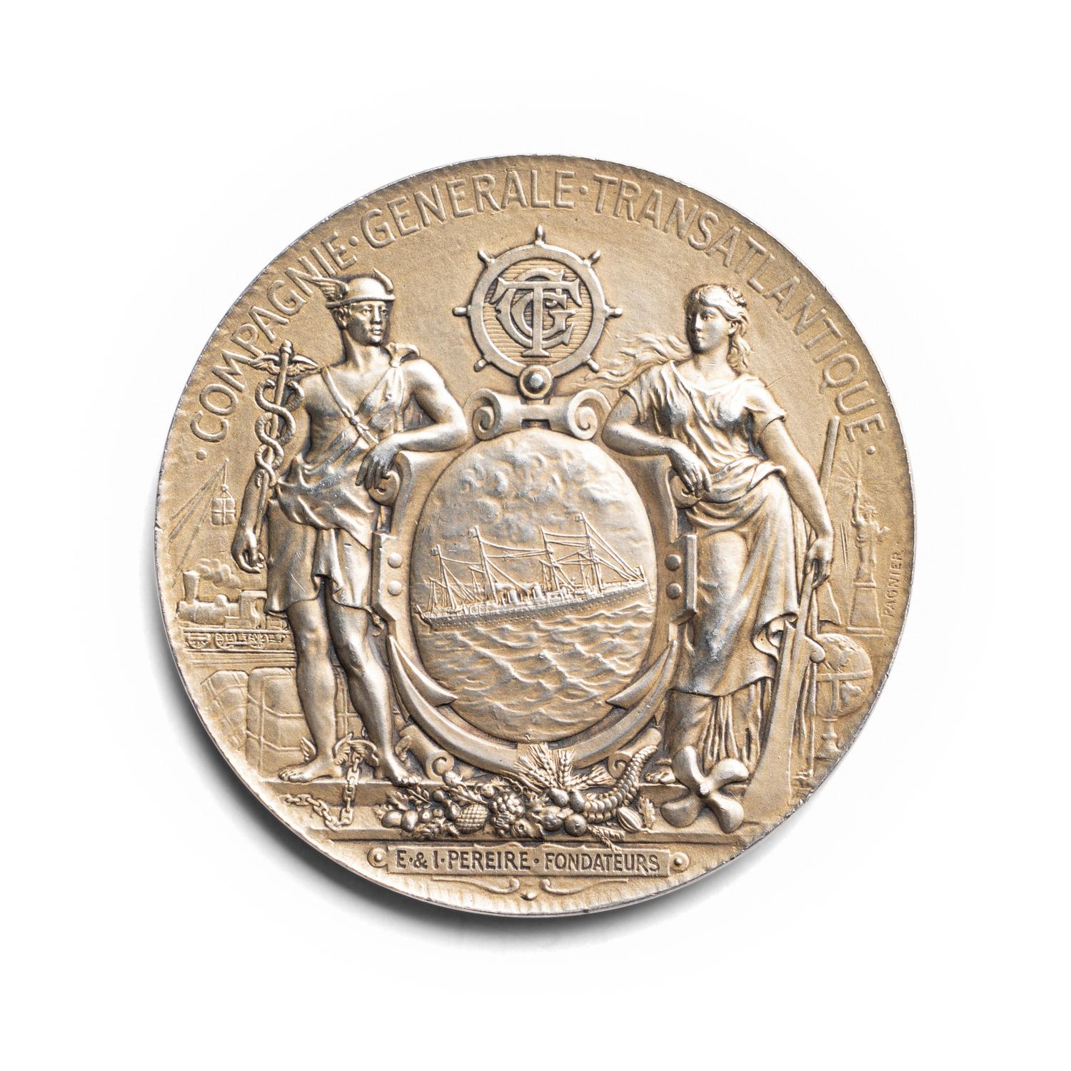 [EXONUMIA] A French Silver Presentation Medallion Relating to Oceanic Travel