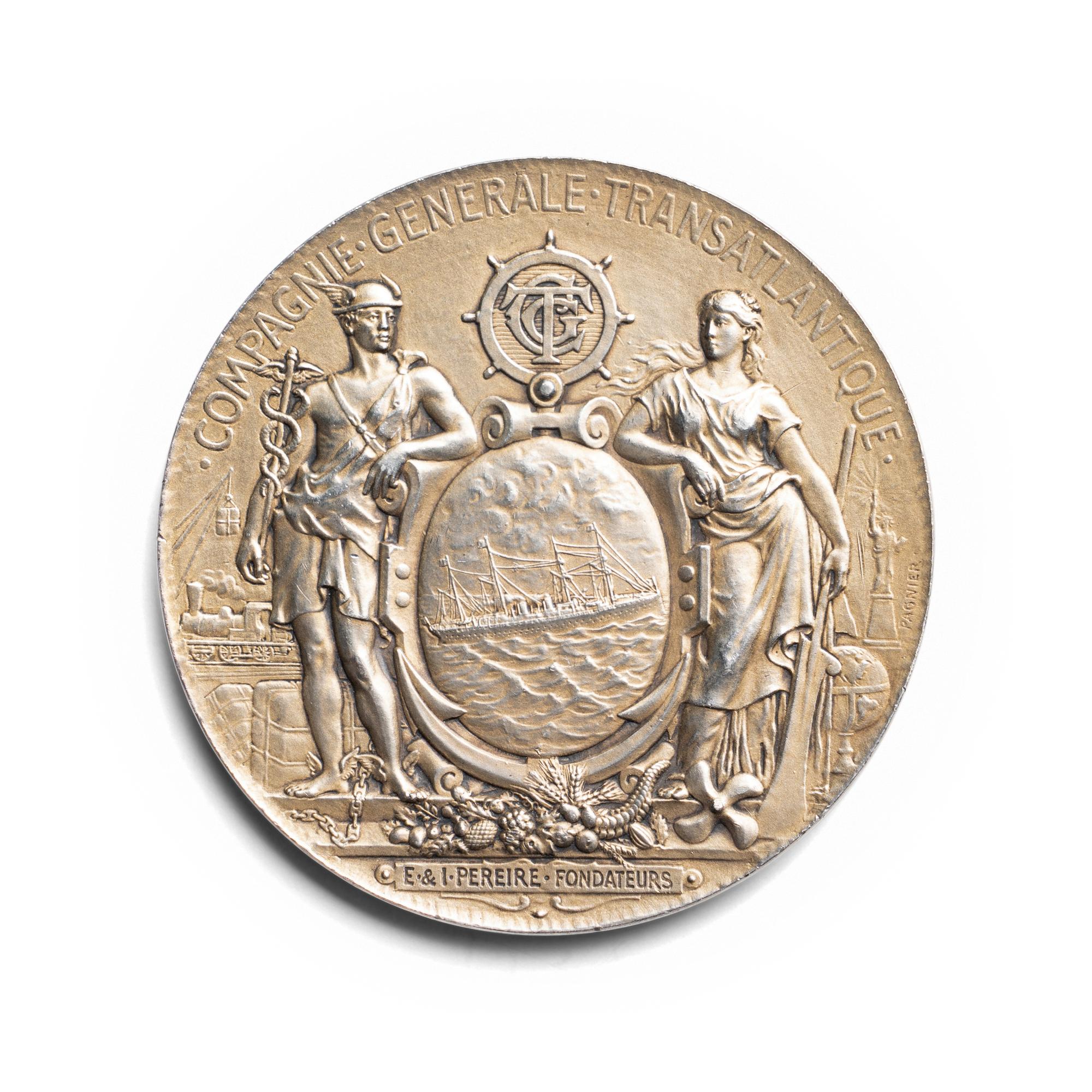 [EXONUMIA] A French Silver Presentation Medallion Relating to Oceanic Travel
