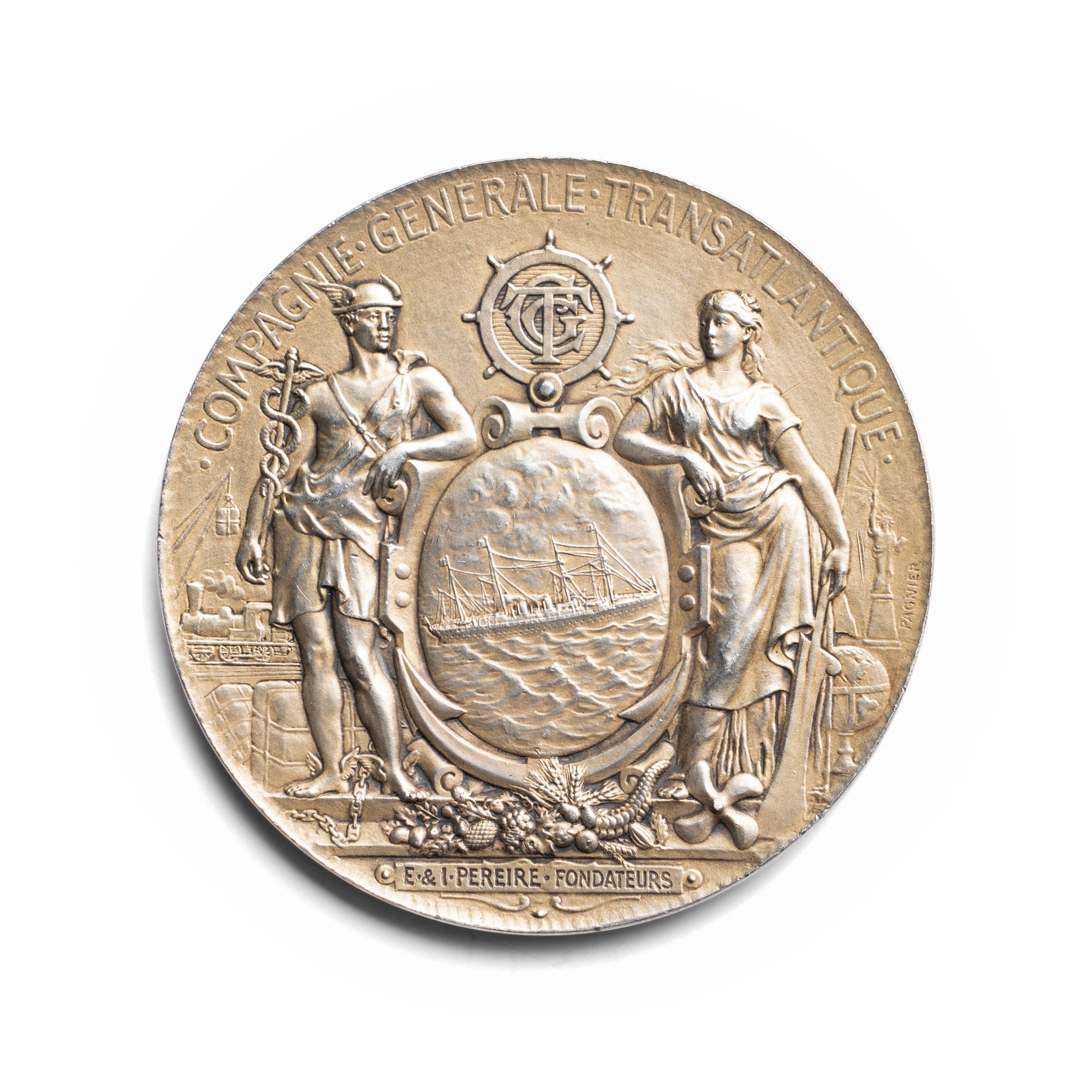 [EXONUMIA] A French Silver Presentation Medallion Relating to Oceanic Travel
