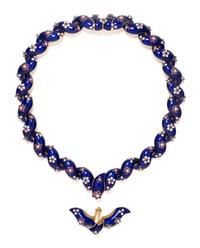 DIAMOND, RUBY AND GUILLOCHÉ ENAMEL PARURE