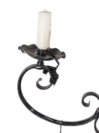 A Black-Painted Wrought Metal Twelve-Light Chandelier