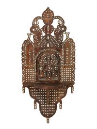 A Syrian Mother-of-Pearl and Pewter Inlaid Lantern Shelf