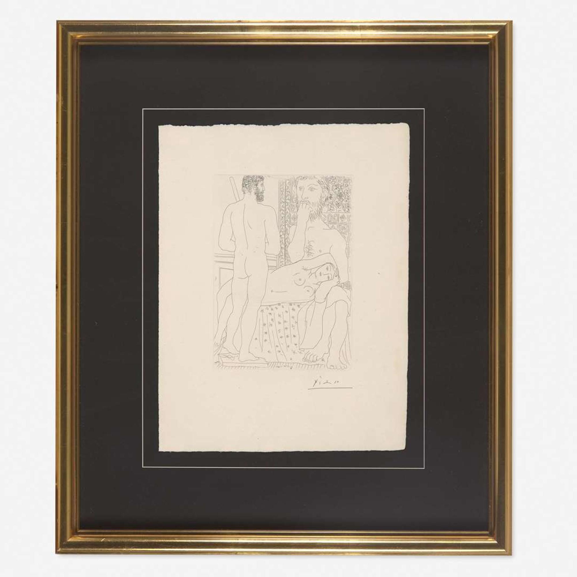 Pablo Picasso (Spanish, 1881-1973) Sculpteur, Modèle Couché et Sculpture, Plate 37 from La Suite Vollard