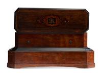 A Swiss Inlaid Mahogany Three-Cylinder Music Box