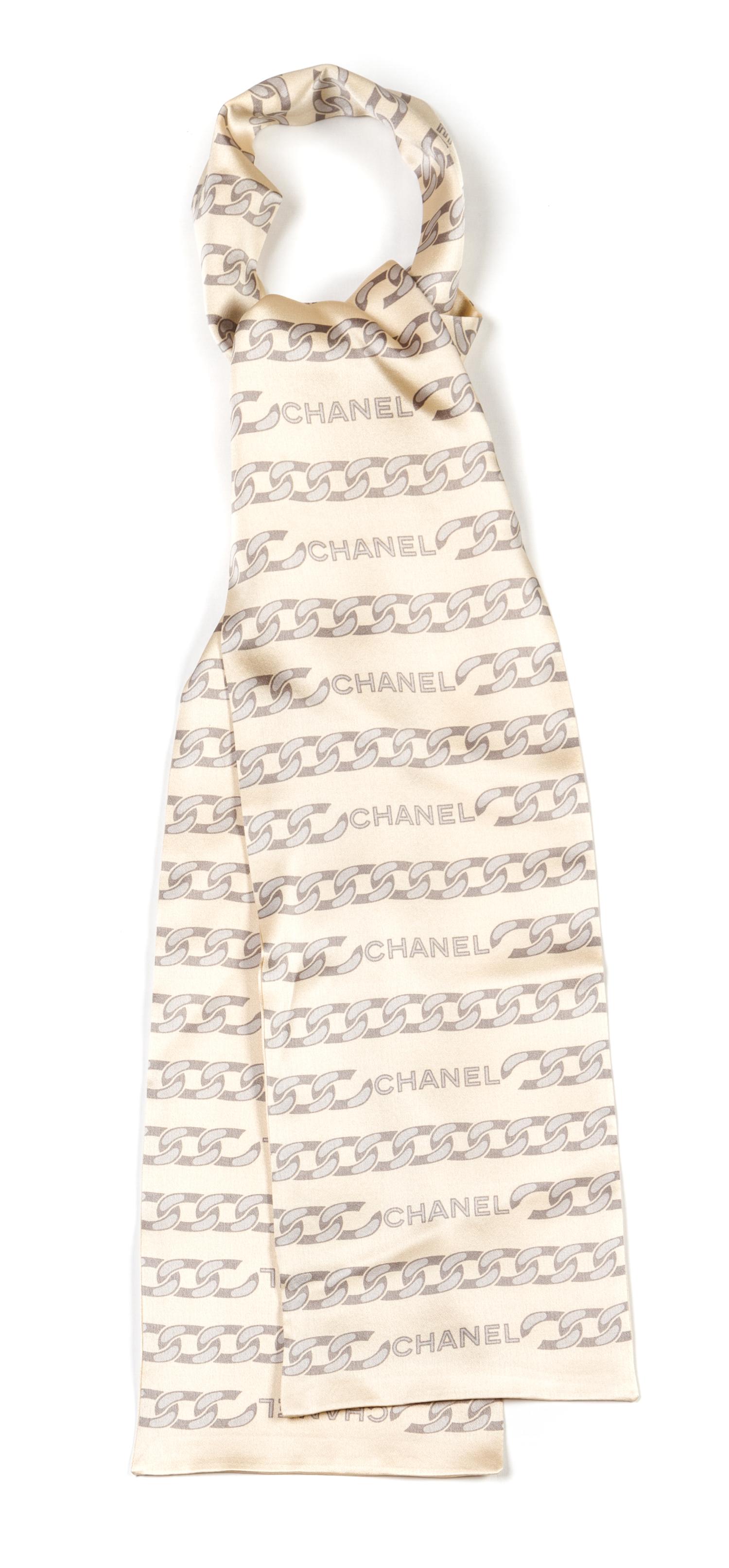 Two Chanel Silk Scarves, 24 x 21 inches.