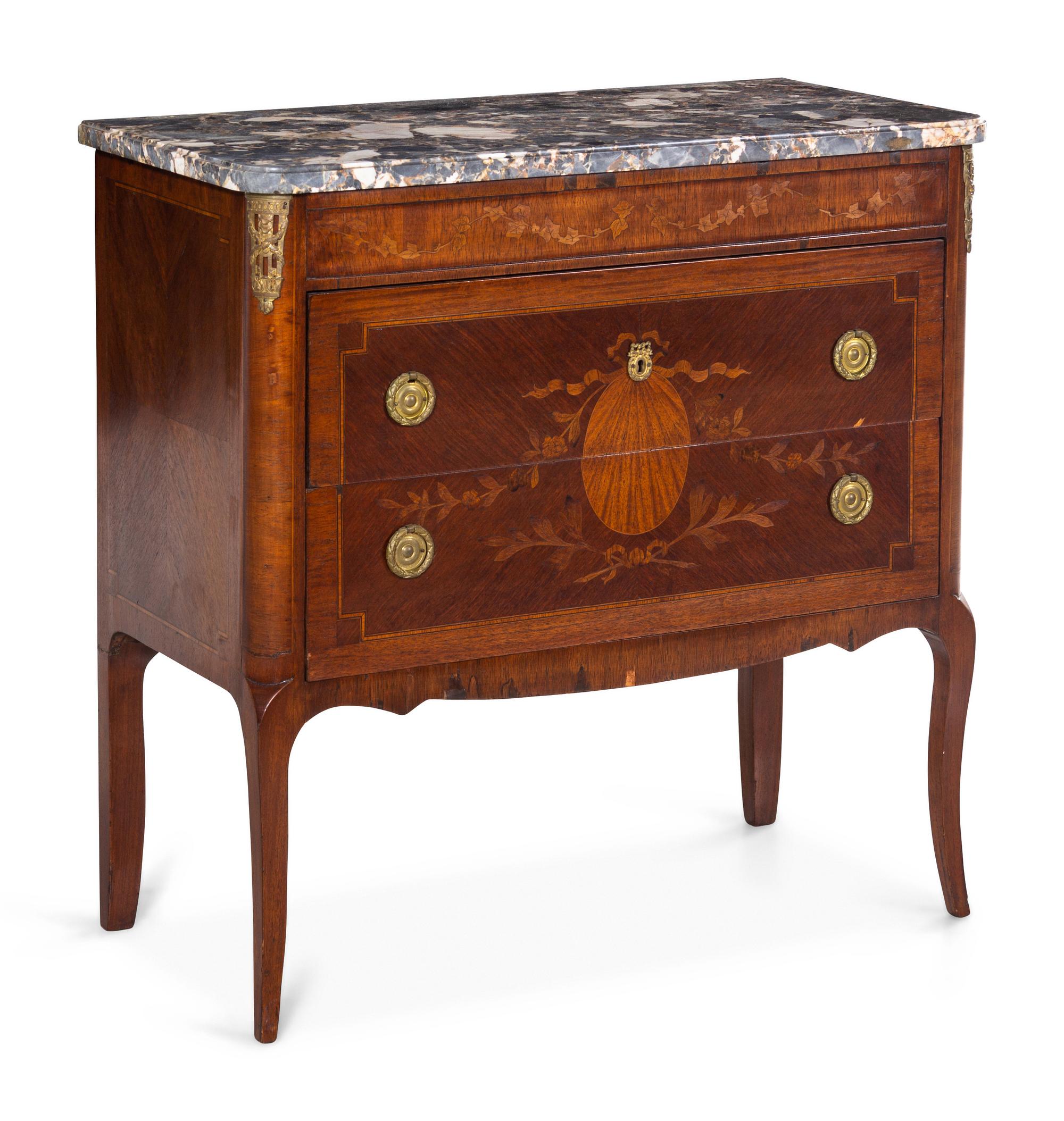 A Louis XV Style Marquetry Commode