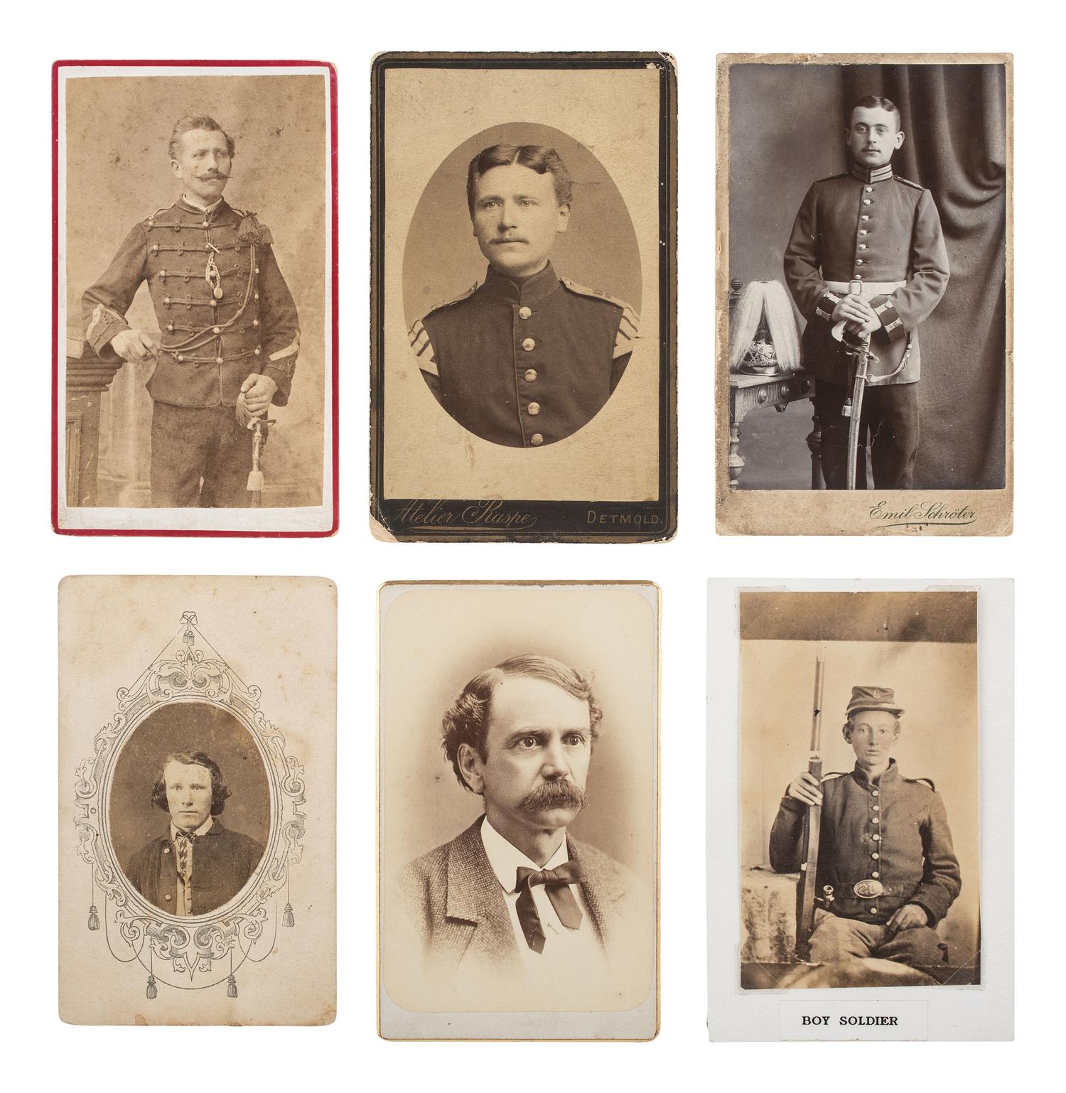 [MILITARIA]. 26 photographs, incl. CDVs of Civil War officers and enlisted men, some identified.