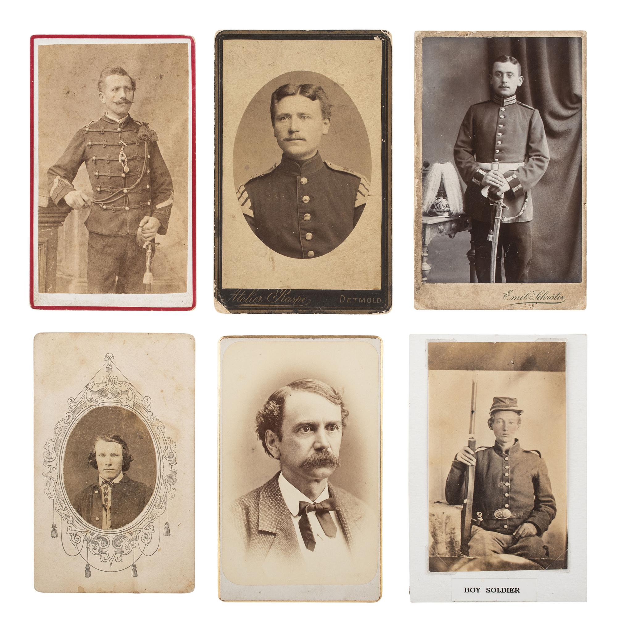 [MILITARIA]. 26 photographs, incl. CDVs of Civil War officers and enlisted men, some identified.