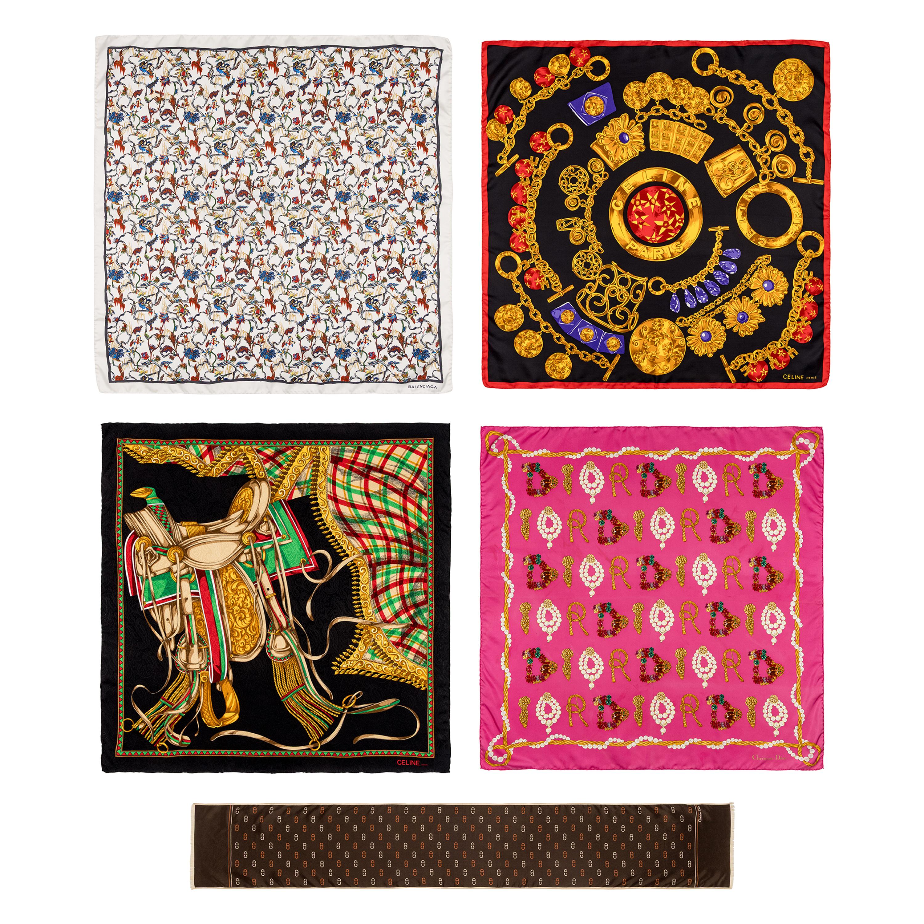 Five French Designer Silk Scarves