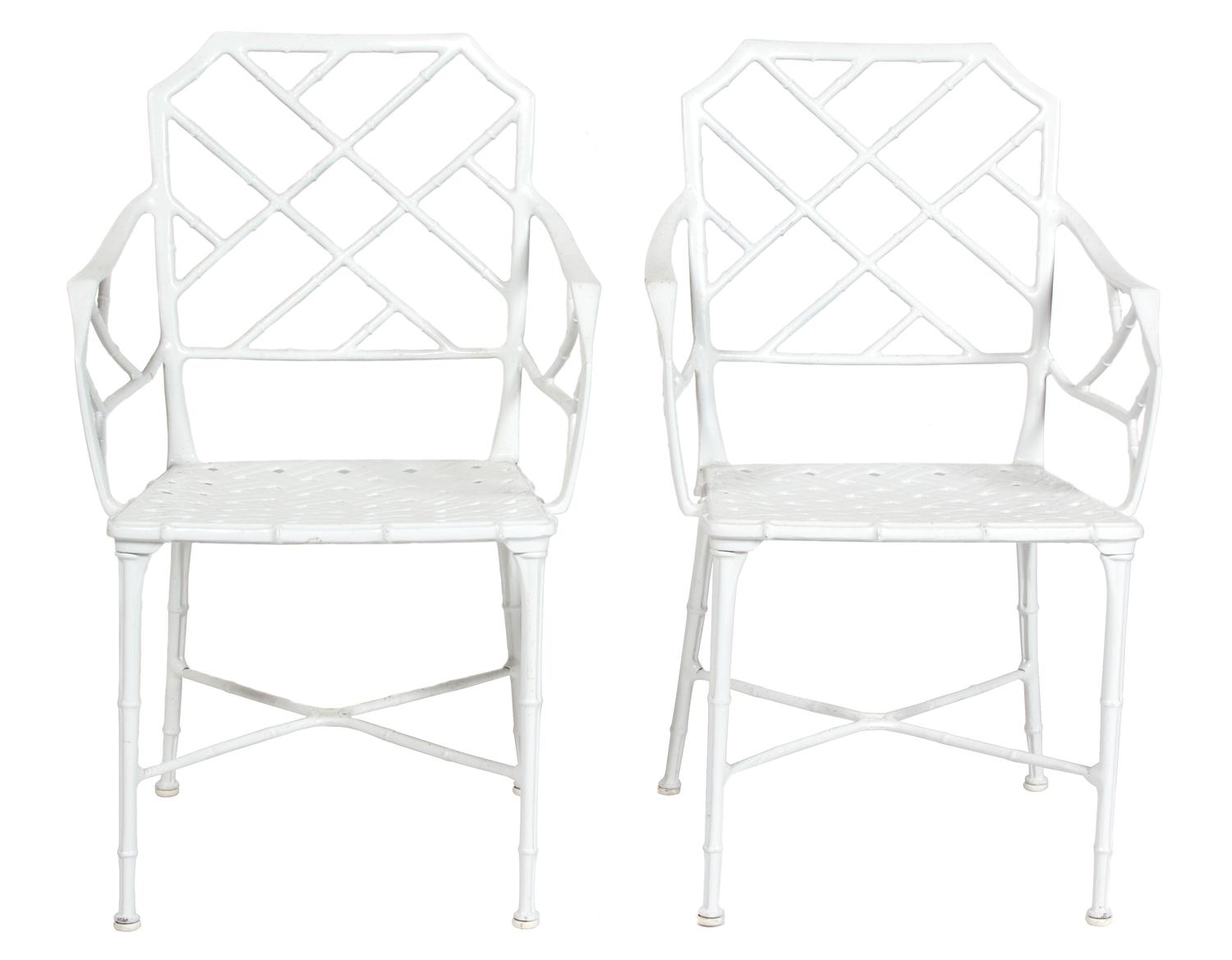 Six Chinese Chippendale Style Painted Metal Armchairs Height 34 1/2 inches. — 20TH CENTURY