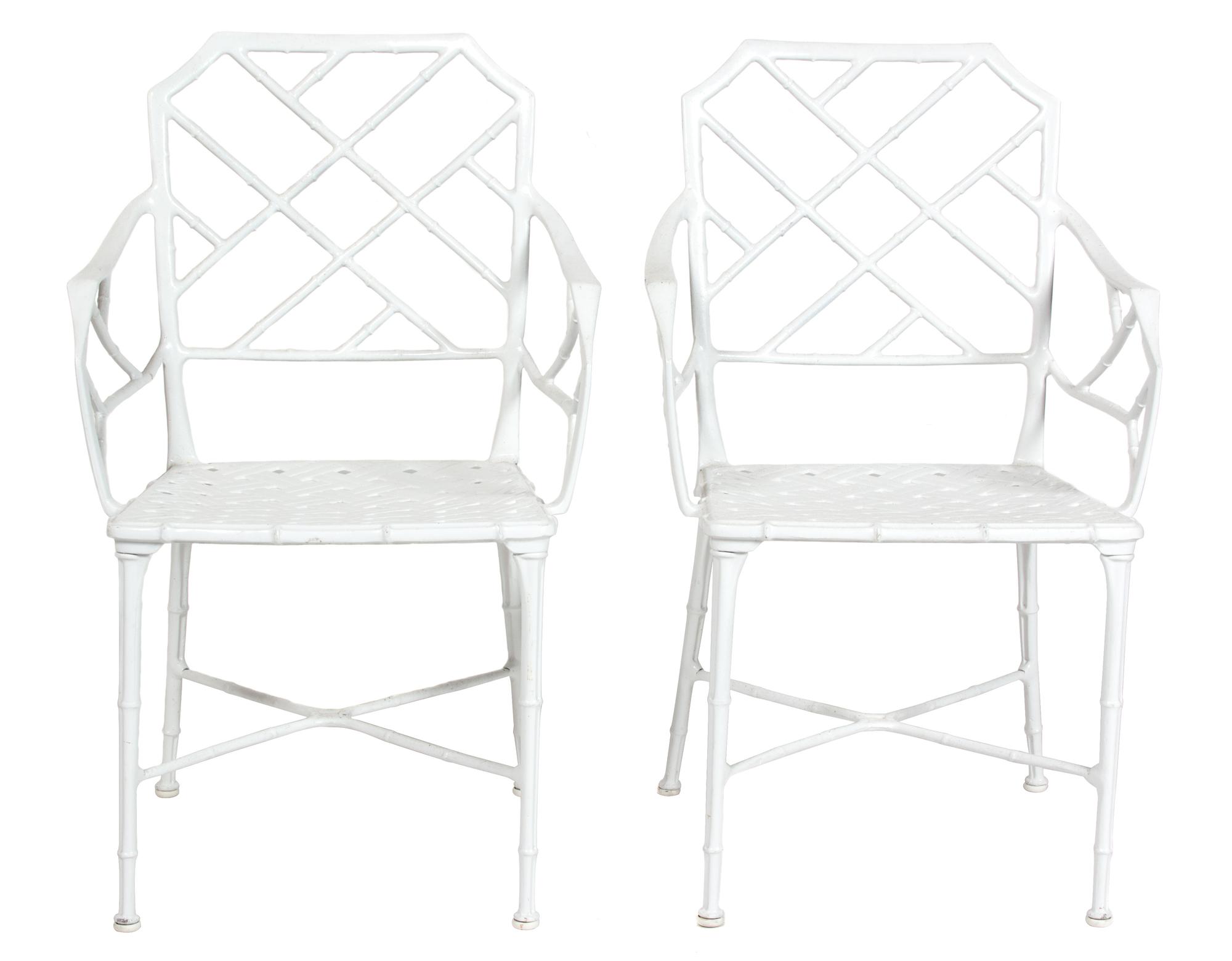 Six Chinese Chippendale Style Painted Metal Armchairs Height 34 1/2 inches. — 20TH CENTURY