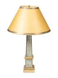 A Pair of Mirrored Obelisk Table Lamps