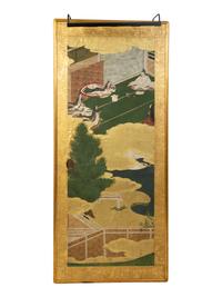 Four Japanese Hand Painted and Framed Door Panels — 19TH CENTURY