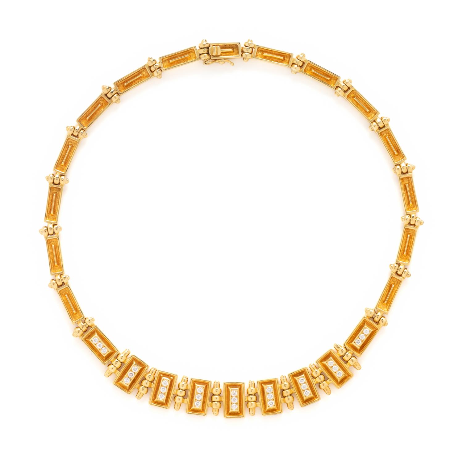 MAPAMENOS NATEPAS, YELLOW GOLD AND DIAMOND NECKLACE