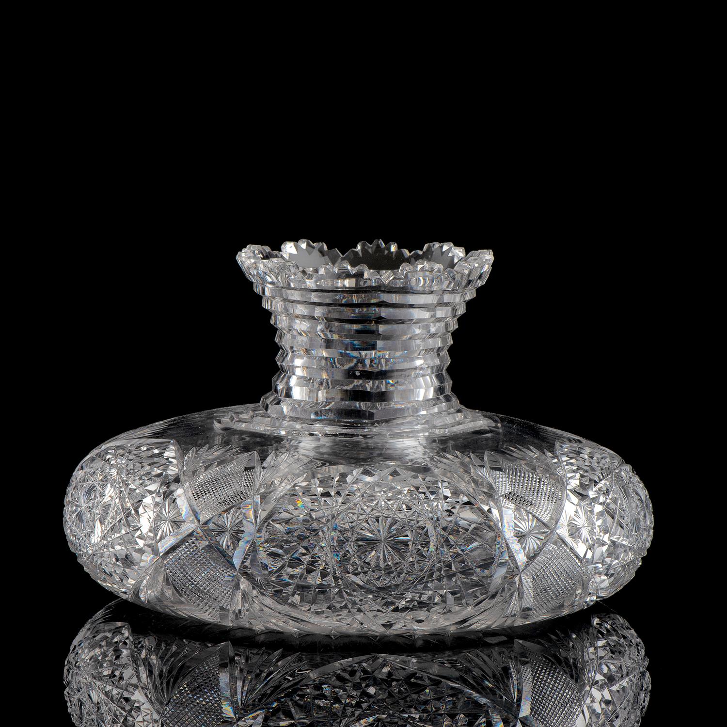 A Brilliant-Period Cut Glass Vase with a 32-Point Hobstar, Possibly by Libbey