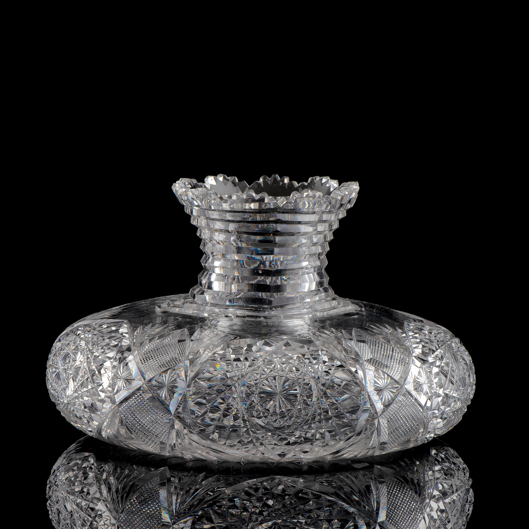 A Brilliant-Period Cut Glass Vase with a 32-Point Hobstar, Possibly by Libbey