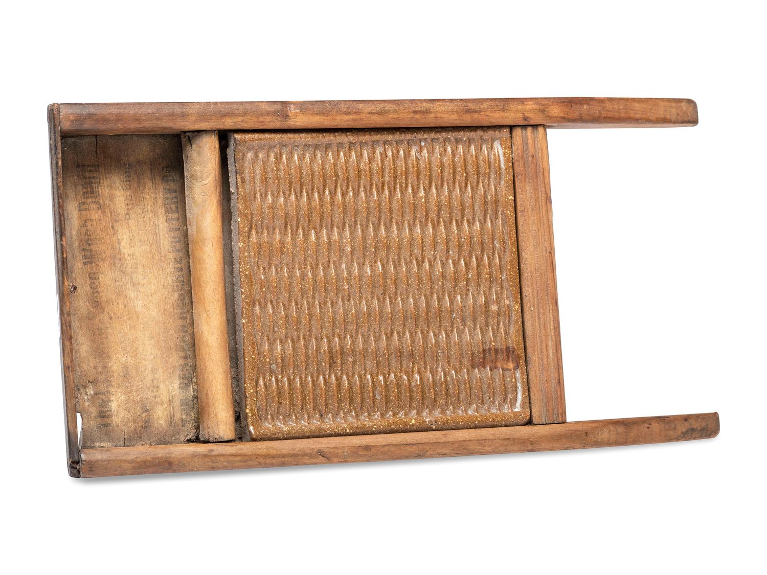 A Western Reserve Pottery Co. Miniature or Toy Stoneware and Wood 'Common Sense' Washboard