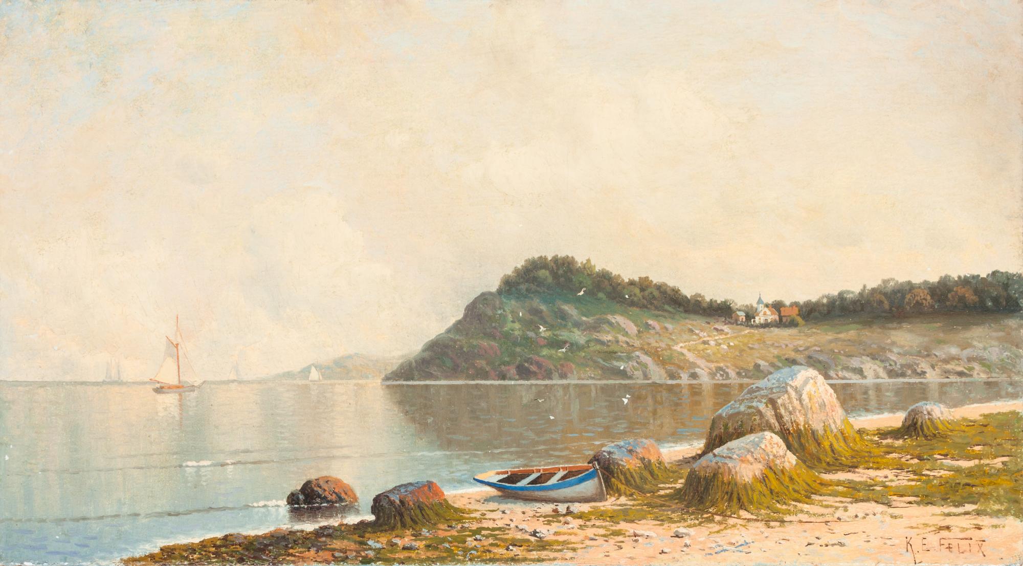 Karl Eugene Felix, (Austrian, 1837-1906), Coastal Scene with Boats