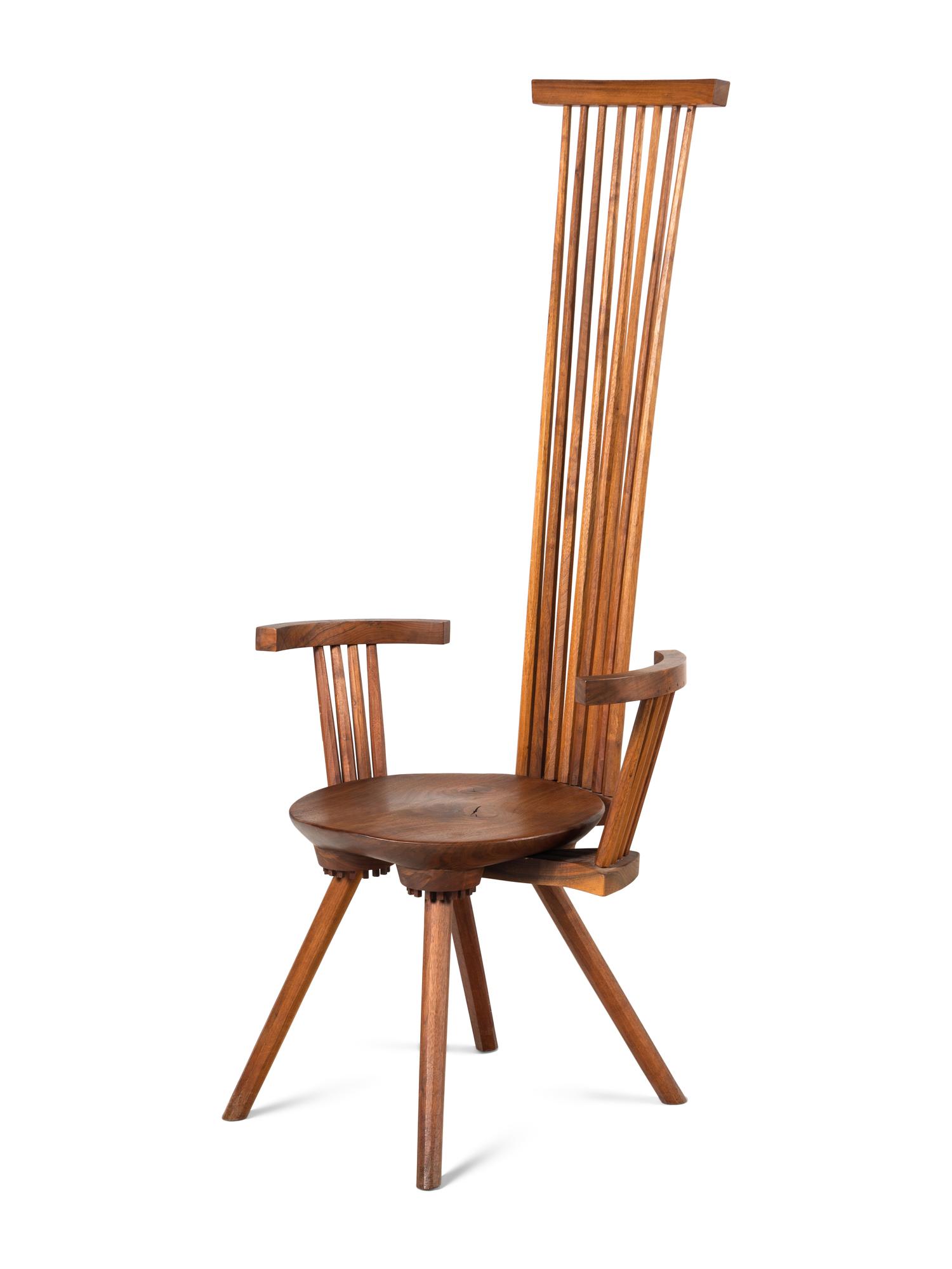 Pair of Studio Craft High-Back Armchairs, c. 1980