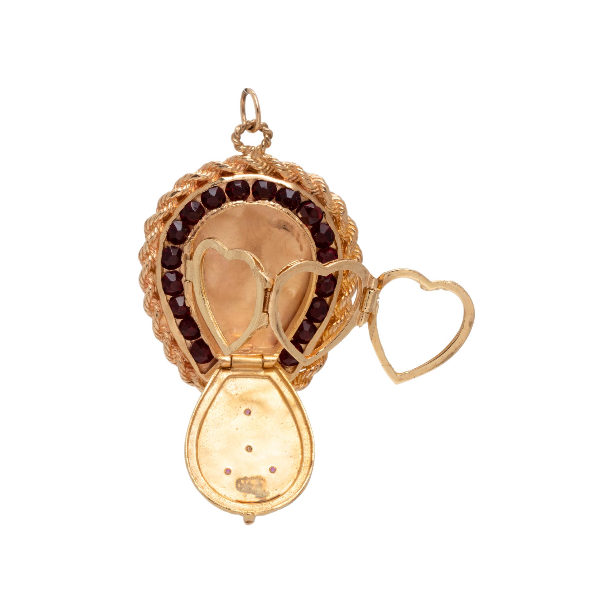 YELLOW GOLD AND GEMSTONE LOCKET CHARM
