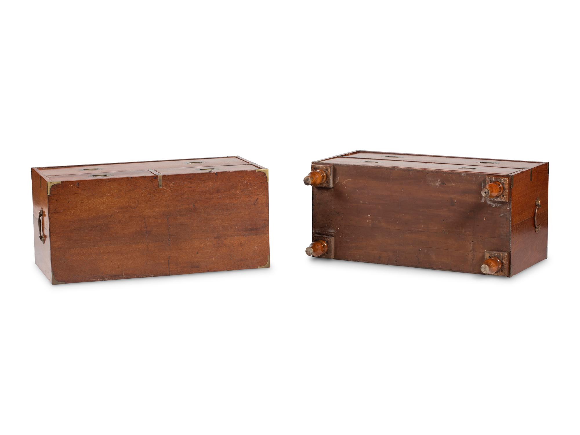 An English Mahogany Brass Banded Campaign Chest