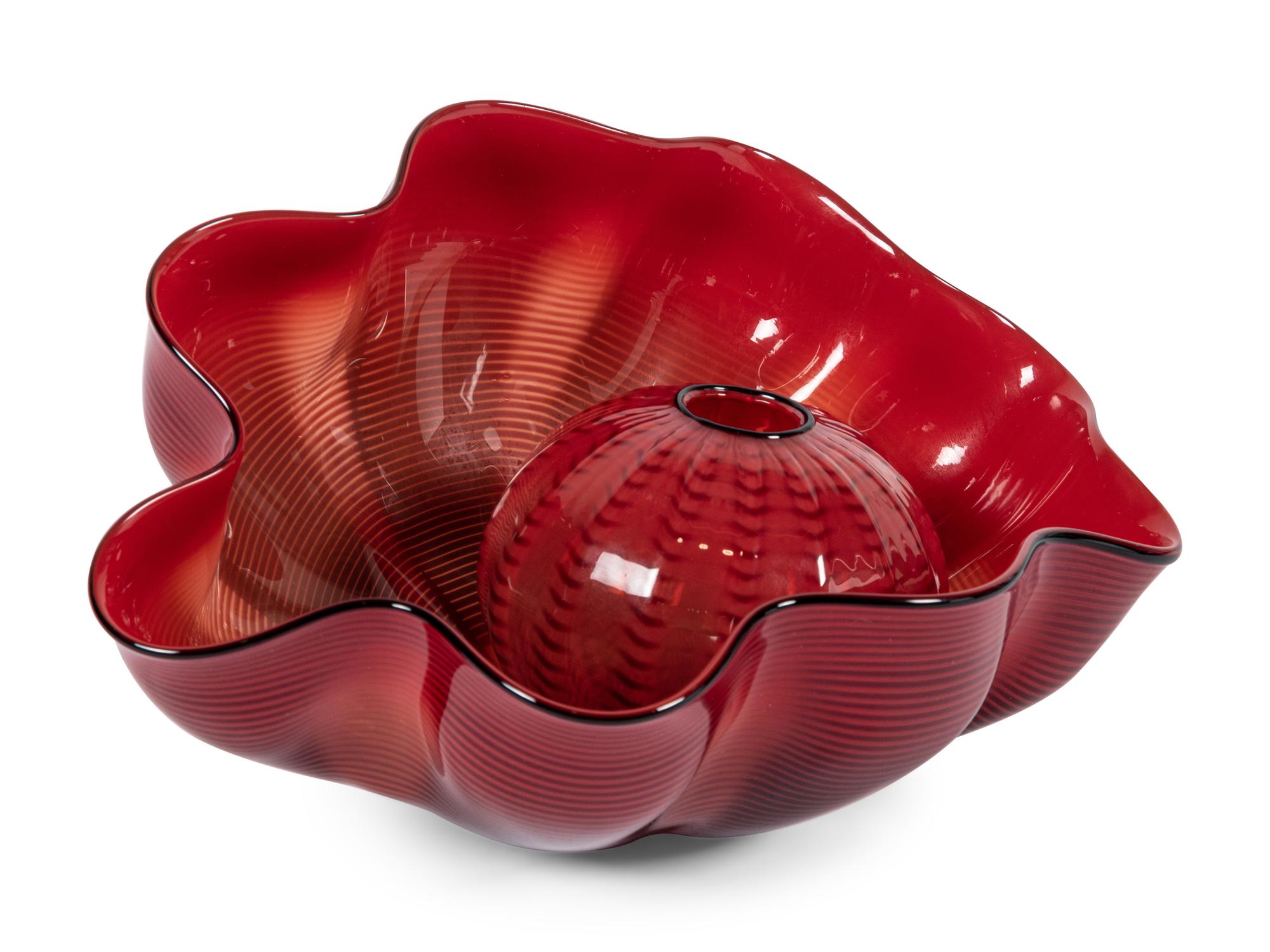 Red Seaform Pair with Ebony Lip Wraps, 1995 Portland Press Editions, USA