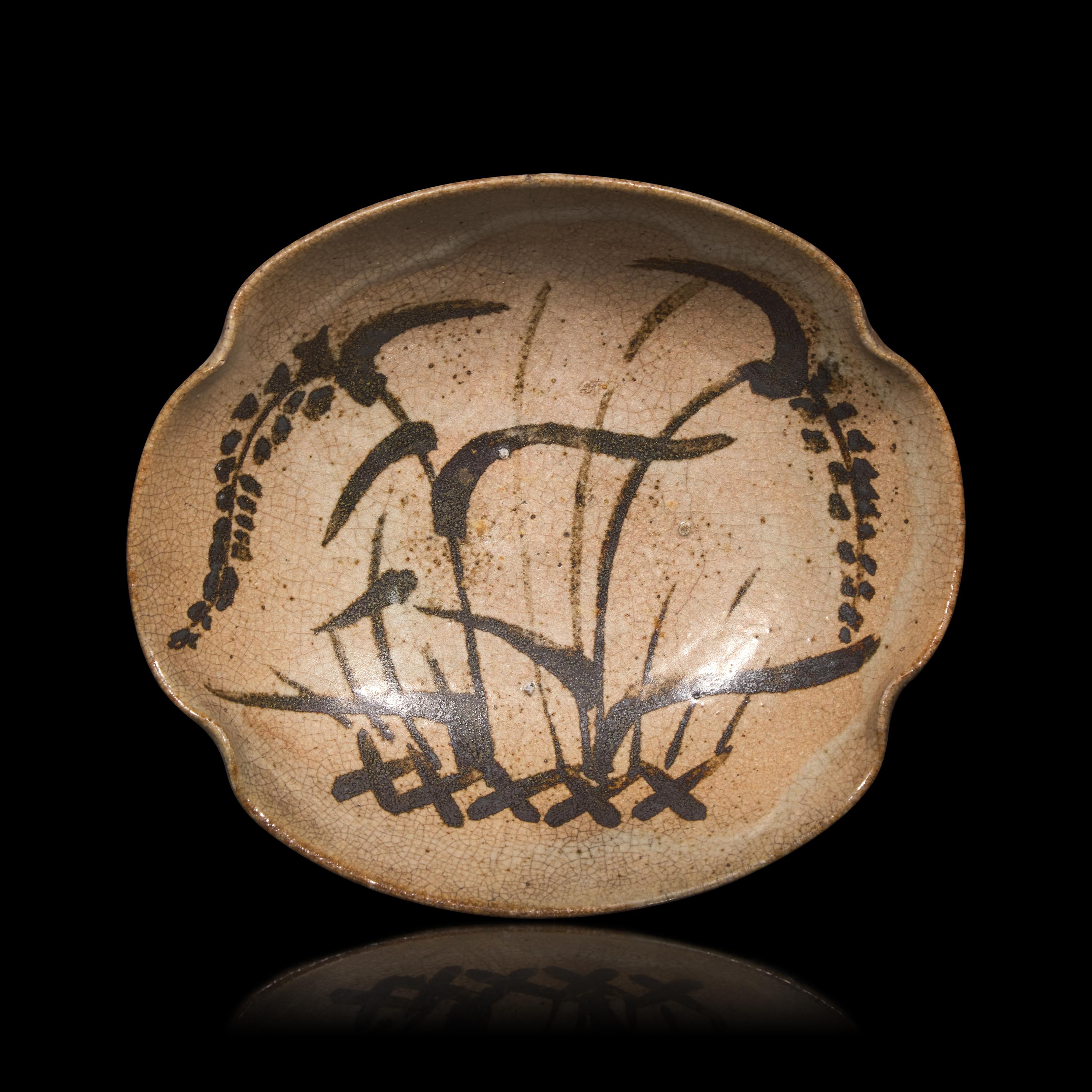 A Set of Five Japanese Ko-Karatsu Serving Dishes, Mukozuke , Circa 1700 — 約1700年 日本唐津燒稻紋皿五件