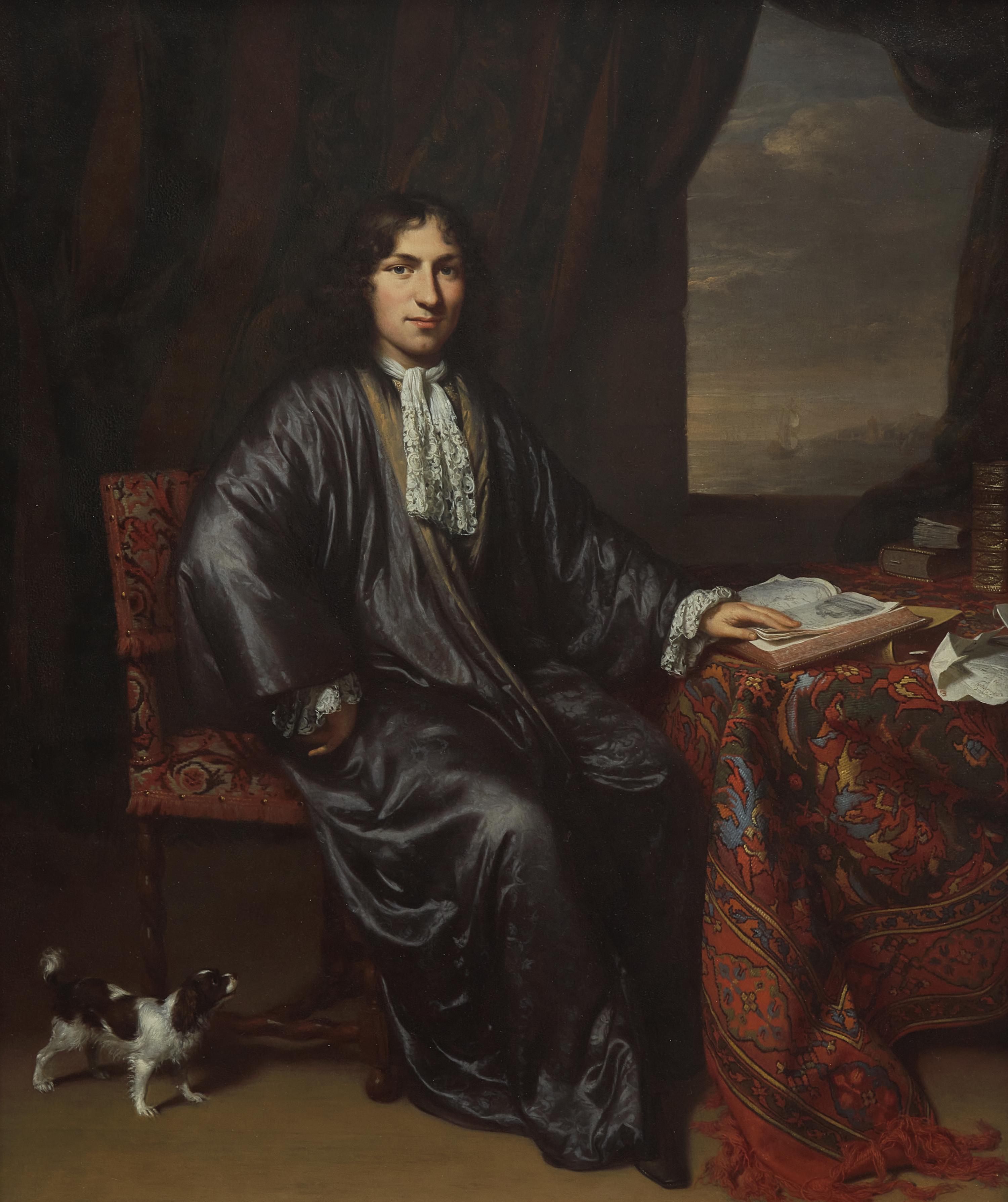 Jan Verkolje the Elder (Dutch, 1650-1693) — Portrait of a Ship Owner Seated in his Office
