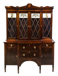 A Federal Style Mahogany Breakfront Bookcase Height 93 x width 64 x depth 20 1/2 inches. — 19TH CENTURY