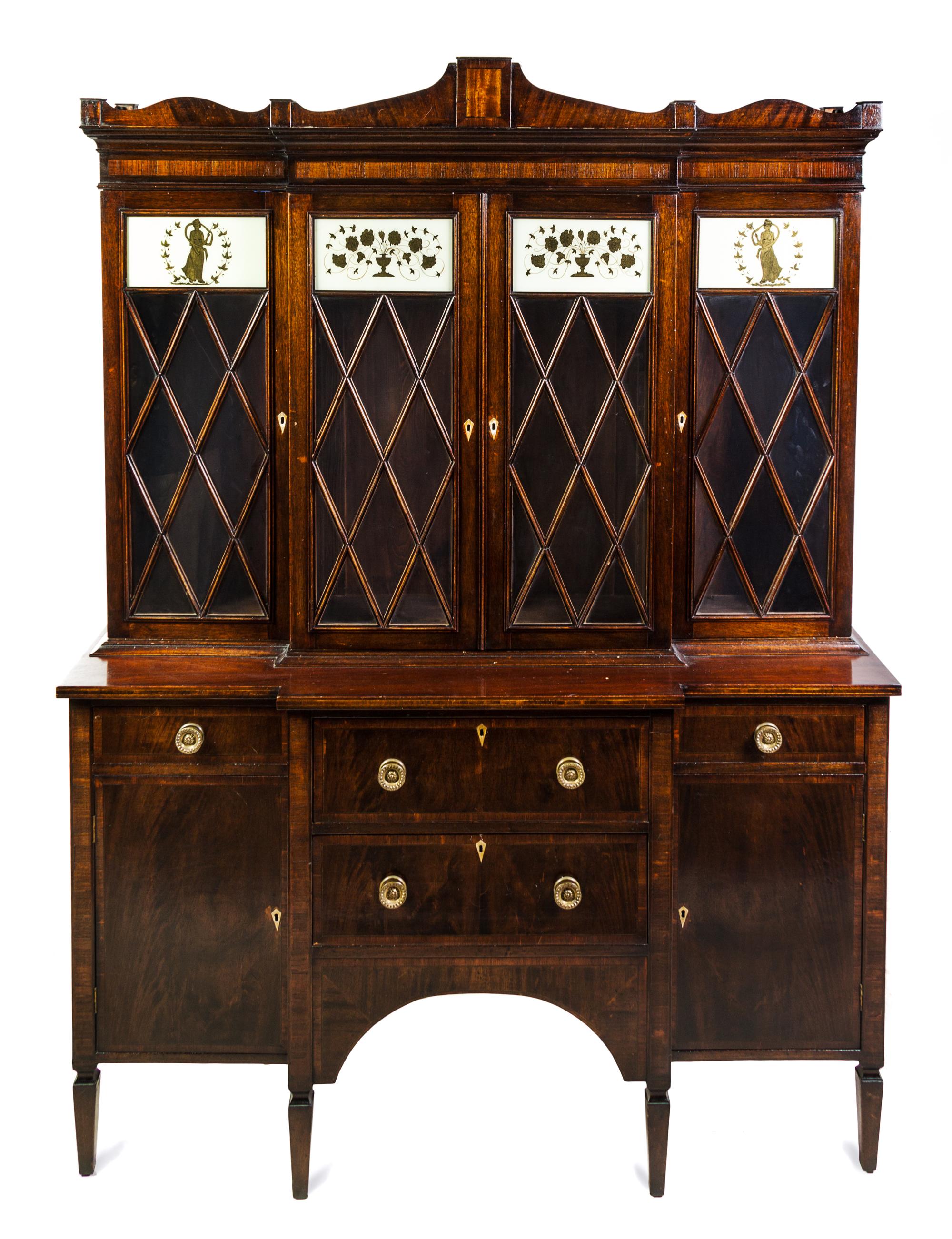 A Federal Style Mahogany Breakfront Bookcase Height 93 x width 64 x depth 20 1/2 inches. — 19TH CENTURY