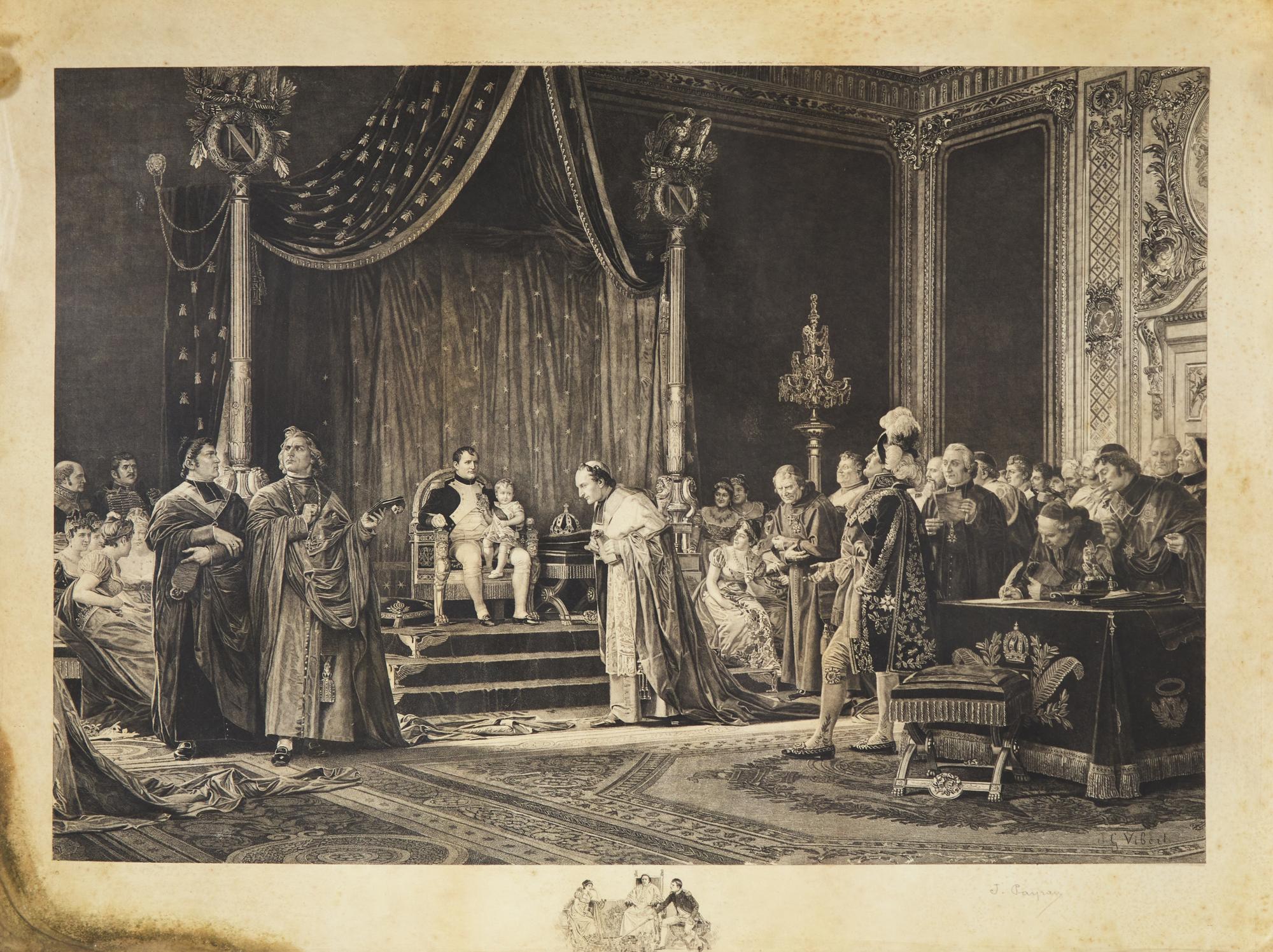 A Mezzotint: The Coronation of Napoleon , Housed in An Impressive Giltwood and Gesso Frame