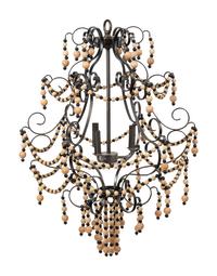 A Painted Metal Three-Light Chandelier