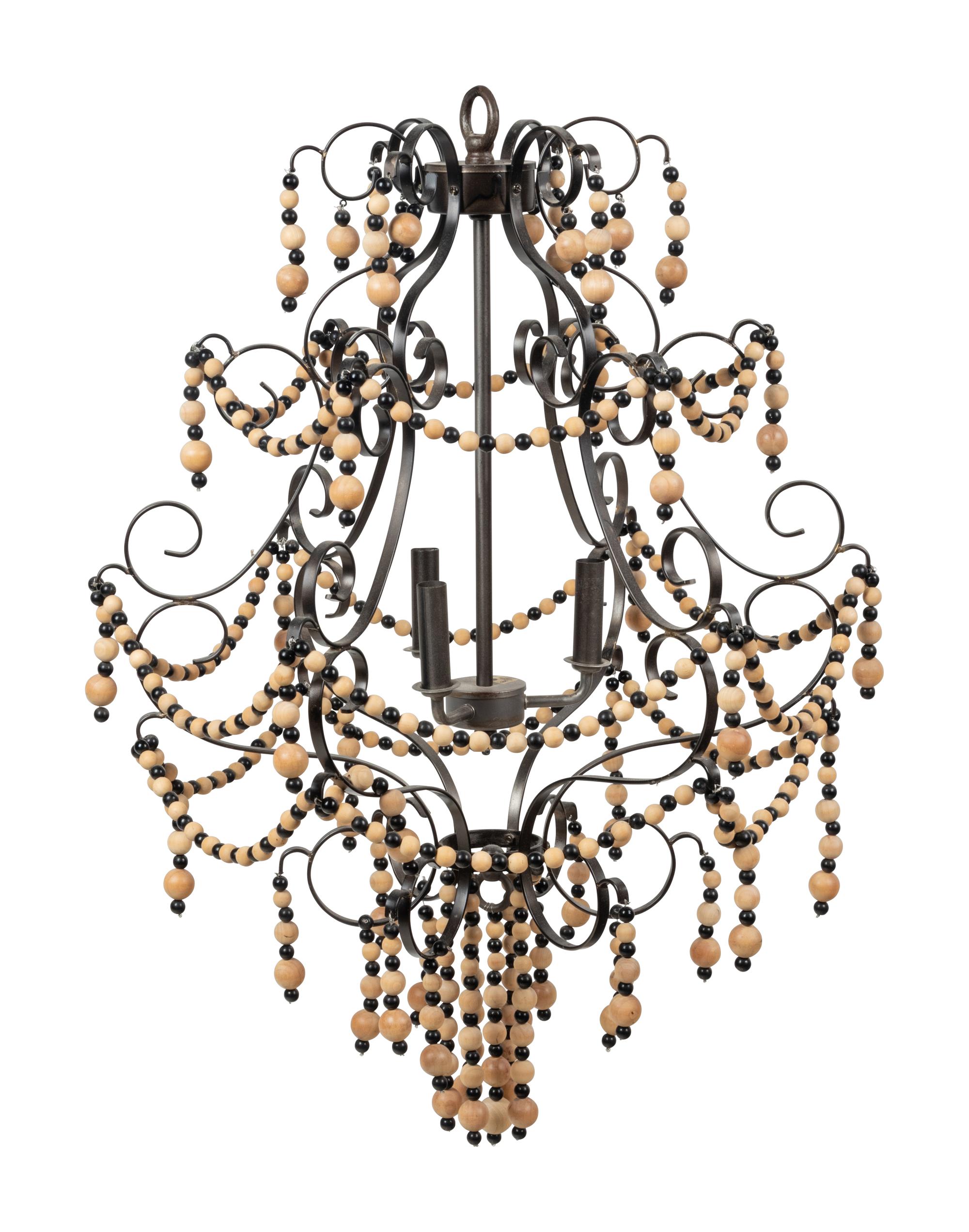 A Painted Metal Three-Light Chandelier